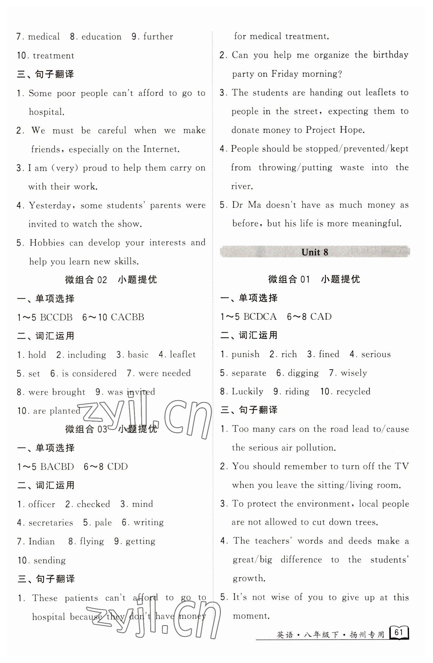 2023年學(xué)霸組合訓(xùn)練八年級(jí)英語(yǔ)下冊(cè)譯林版揚(yáng)州專用 參考答案第6頁(yè)