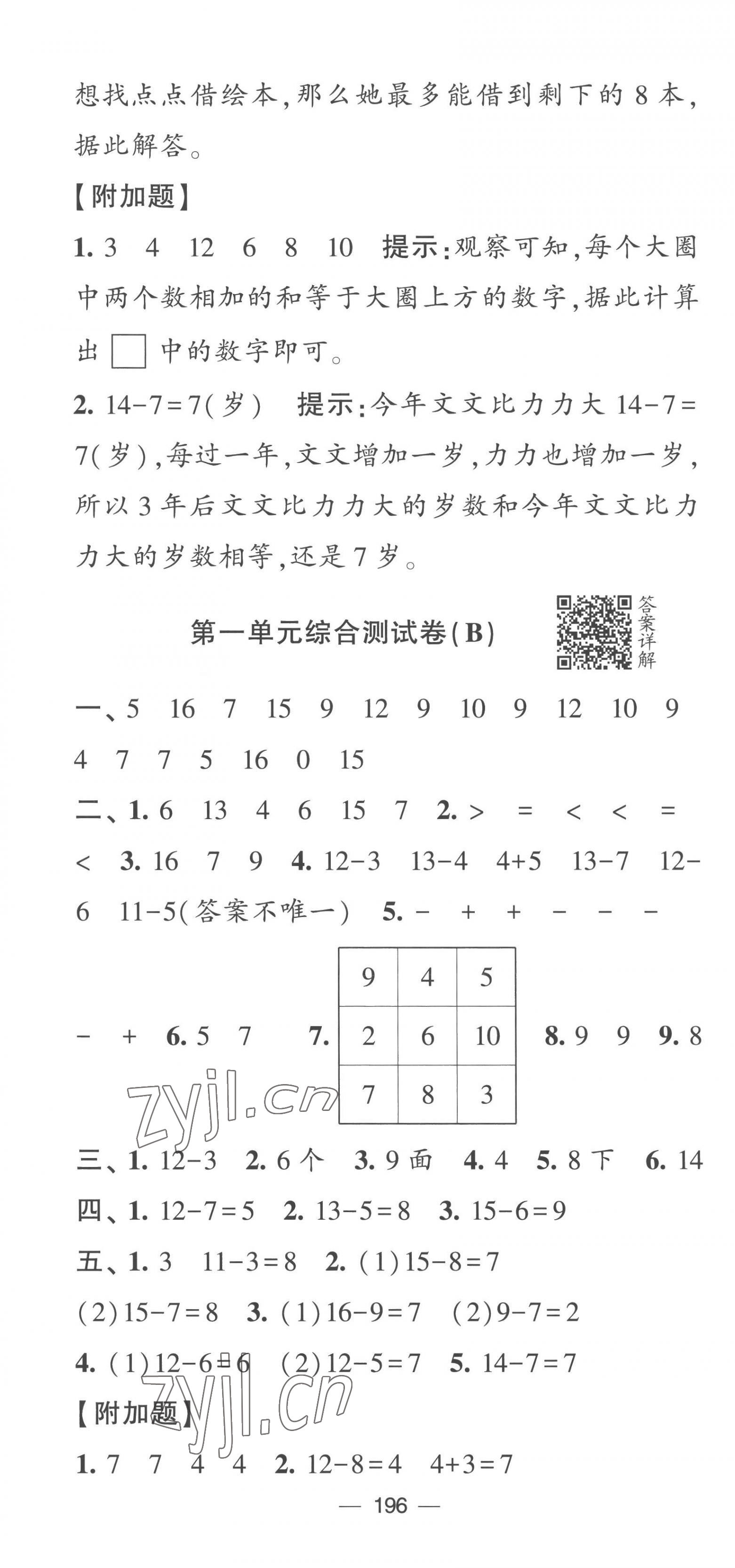 2023年學霸提優大試卷一年級數學下冊蘇教版 第4頁