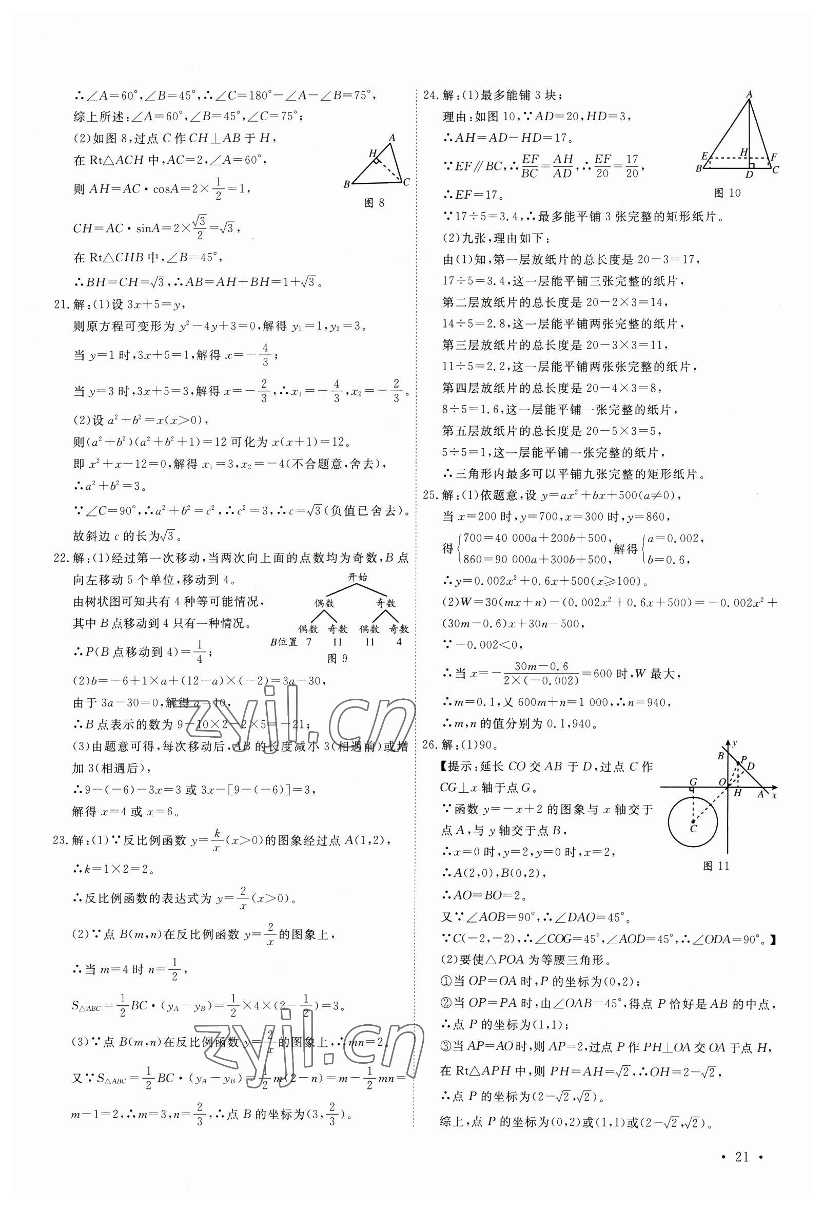 2023年38套中考必備卷數(shù)學(xué)河北專版 參考答案第21頁