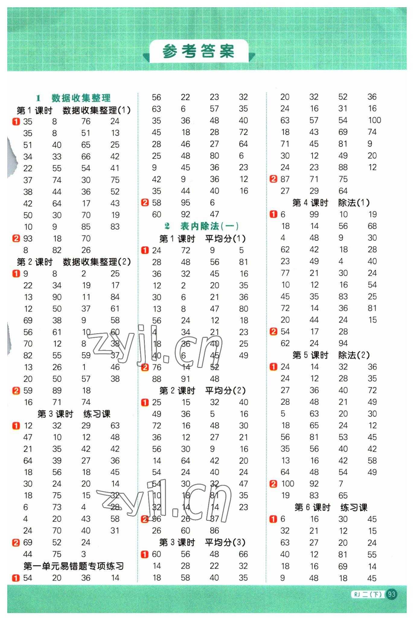 2023年阳光同学计算小达人二年级数学下册人教版 第1页