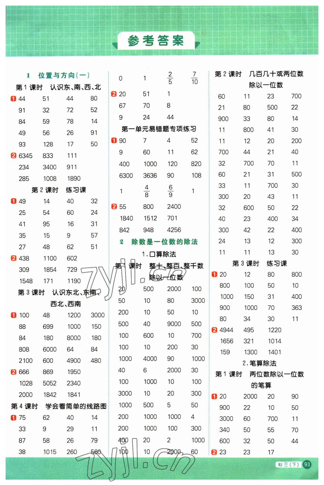 2023年陽光同學(xué)計(jì)算小達(dá)人三年級(jí)數(shù)學(xué)下冊人教版 第1頁