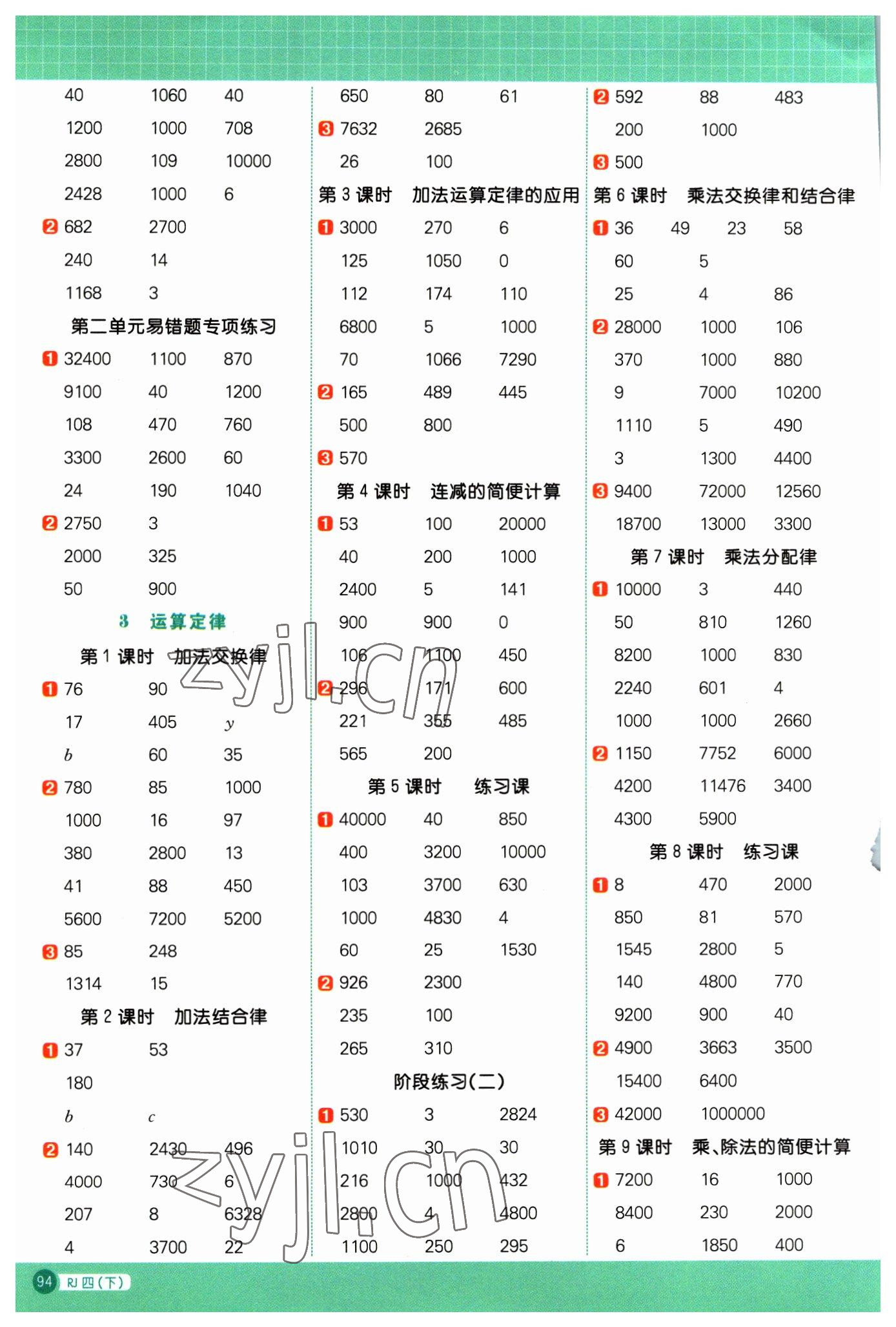 2023年陽(yáng)光同學(xué)計(jì)算小達(dá)人四年級(jí)數(shù)學(xué)下冊(cè)人教版 第2頁(yè)