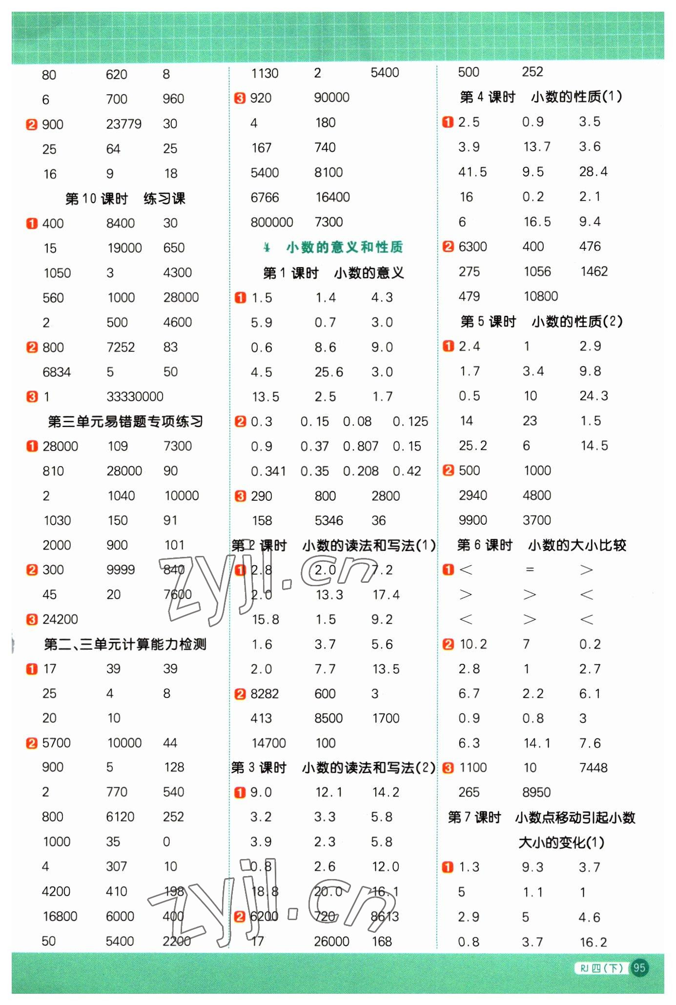 2023年陽光同學(xué)計算小達人四年級數(shù)學(xué)下冊人教版 第3頁