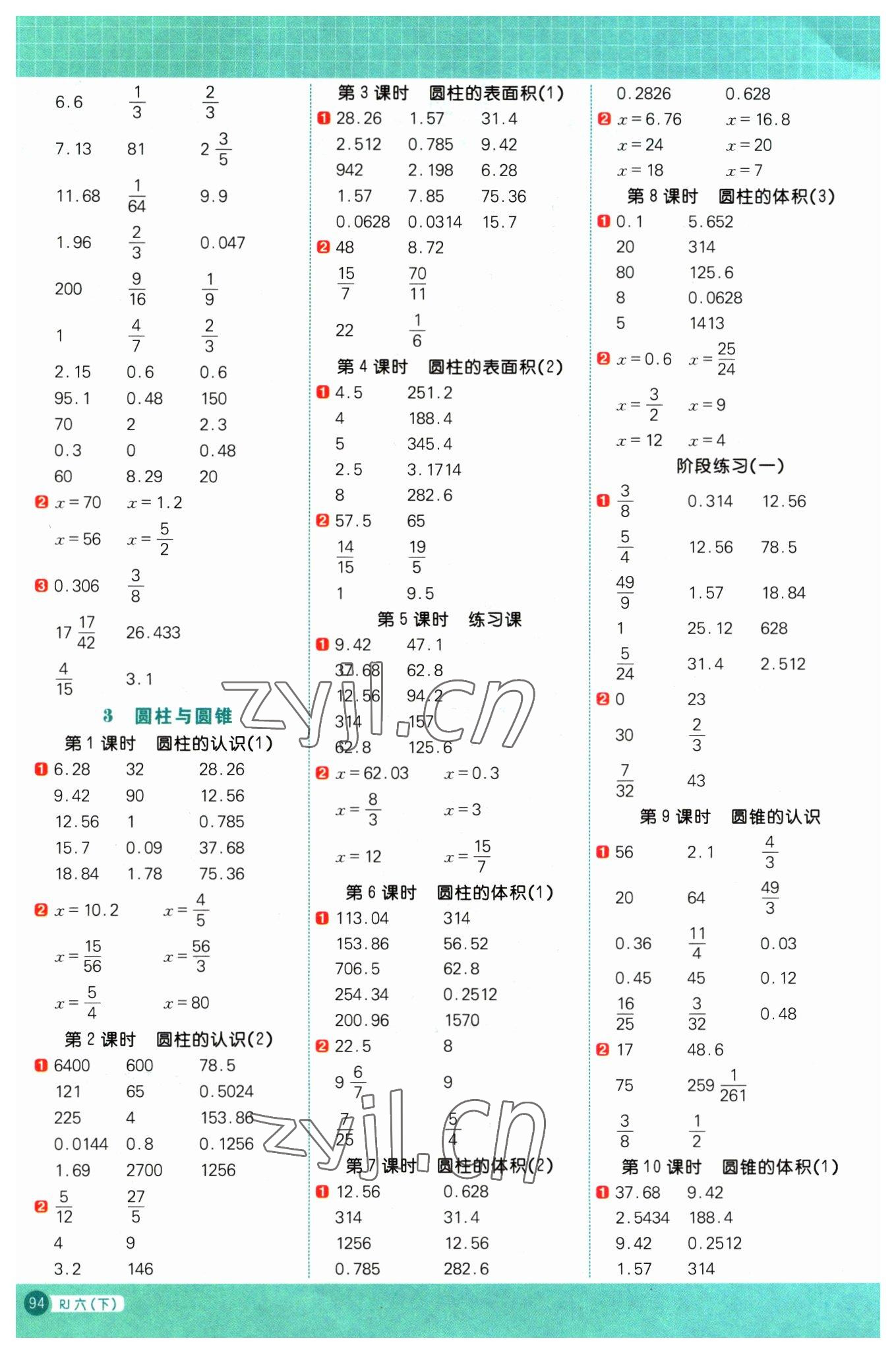 2023年陽(yáng)光同學(xué)計(jì)算小達(dá)人六年級(jí)數(shù)學(xué)下冊(cè)人教版 第2頁(yè)