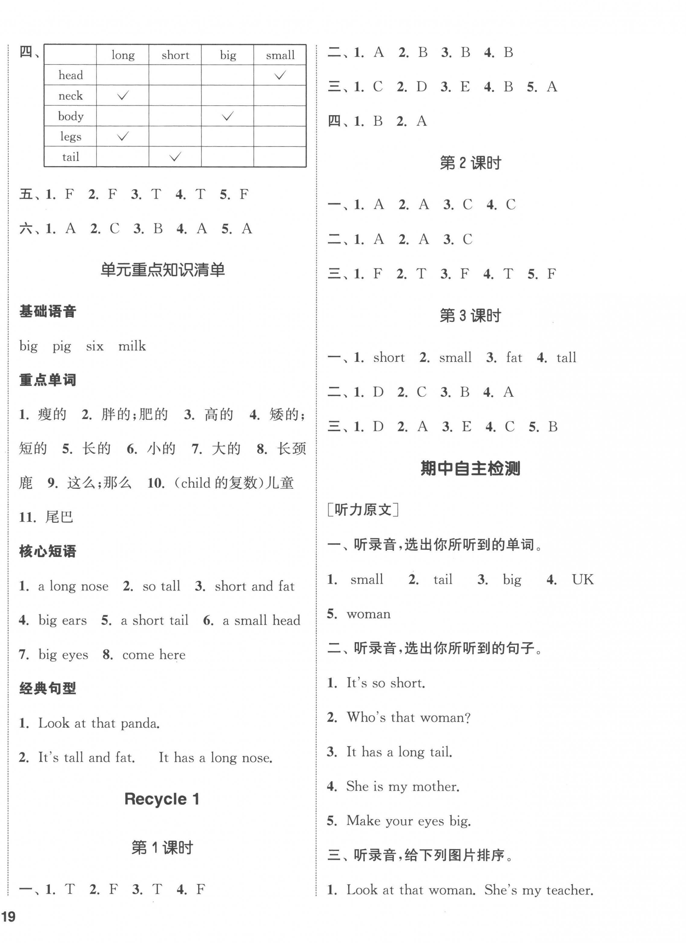 2023年通城學典課時新體驗三年級英語下冊人教版 參考答案第6頁