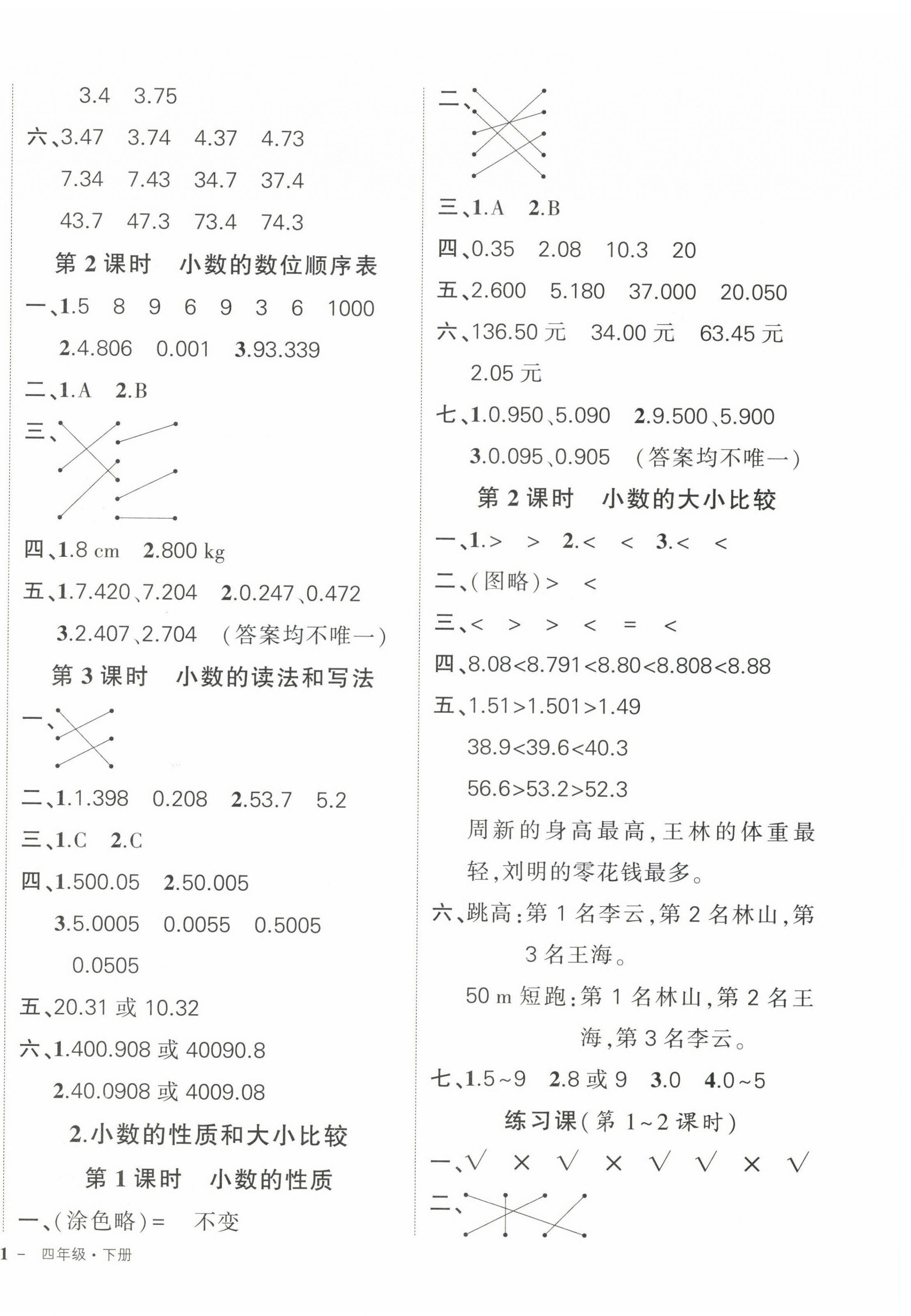 2023年狀元成才路創(chuàng)優(yōu)作業(yè)100分四年級數(shù)學下冊人教版 第6頁