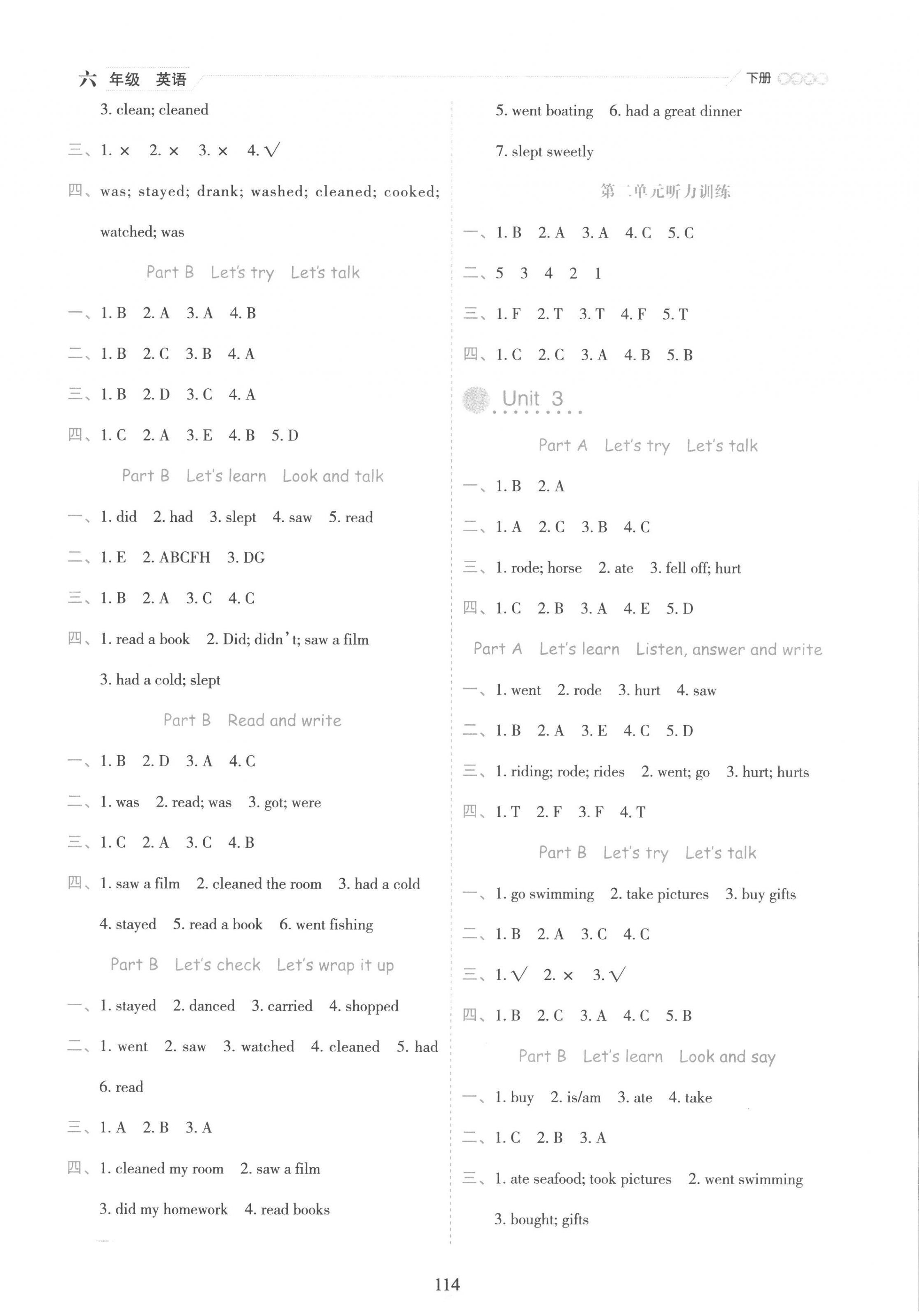 2023年優(yōu)秀生作業(yè)本六年級(jí)英語(yǔ)下冊(cè)人教版 參考答案第2頁(yè)