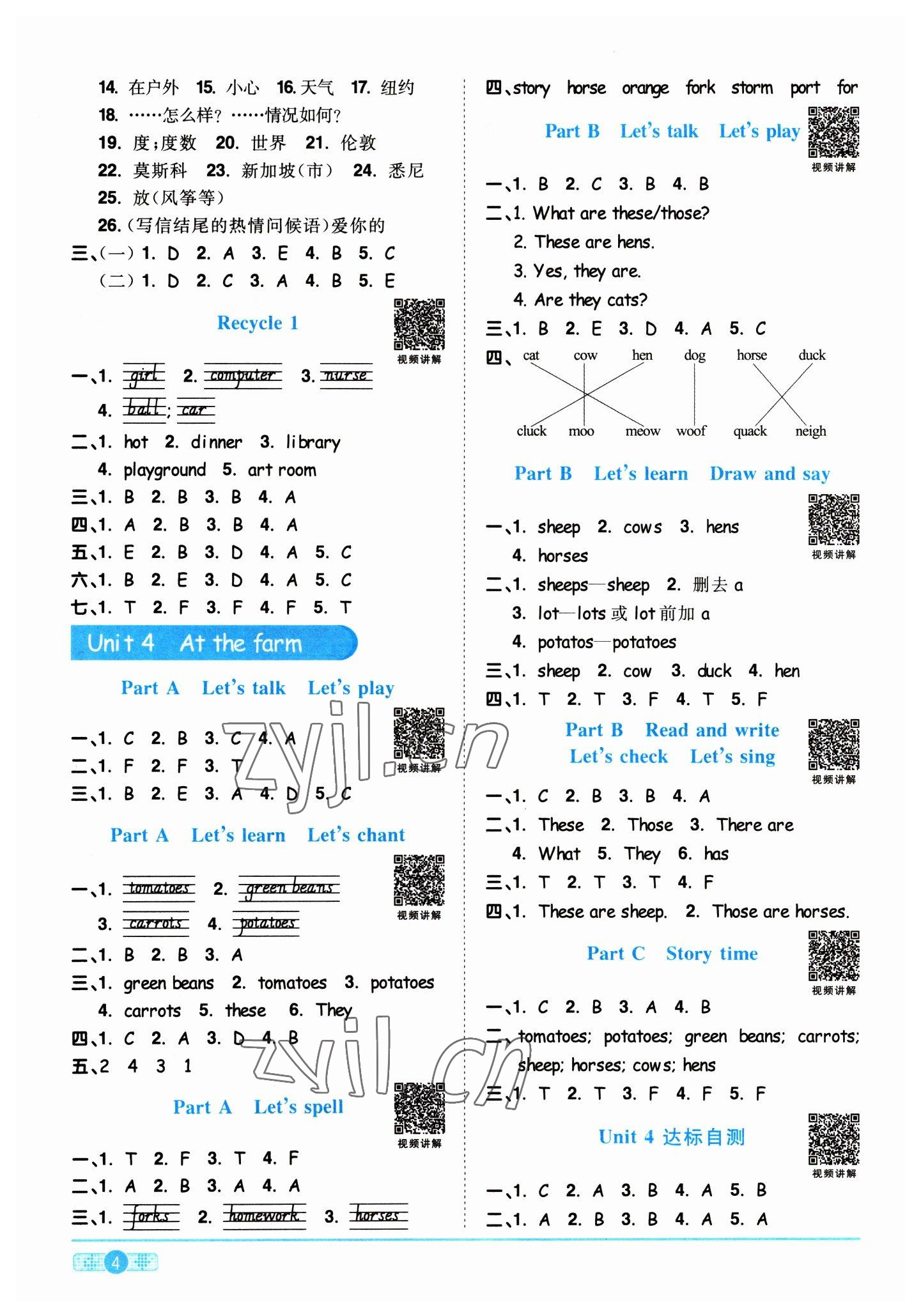 2023年陽(yáng)光同學(xué)課時(shí)優(yōu)化作業(yè)四年級(jí)英語(yǔ)下冊(cè)人教版浙江專版 第4頁(yè)