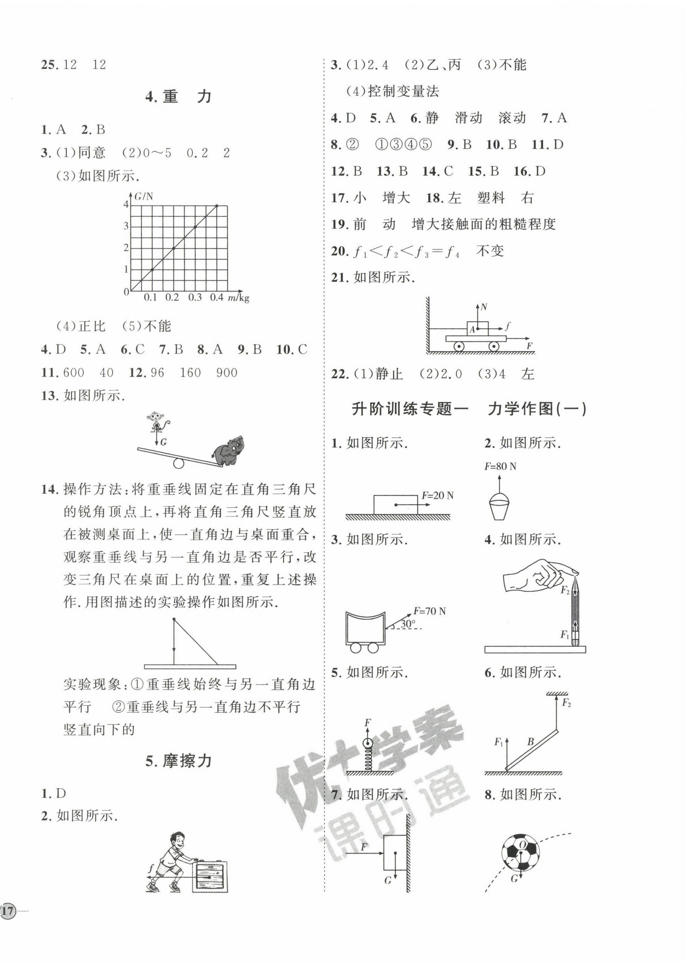 2023年优加学案课时通八年级物理下册教科版 参考答案第2页