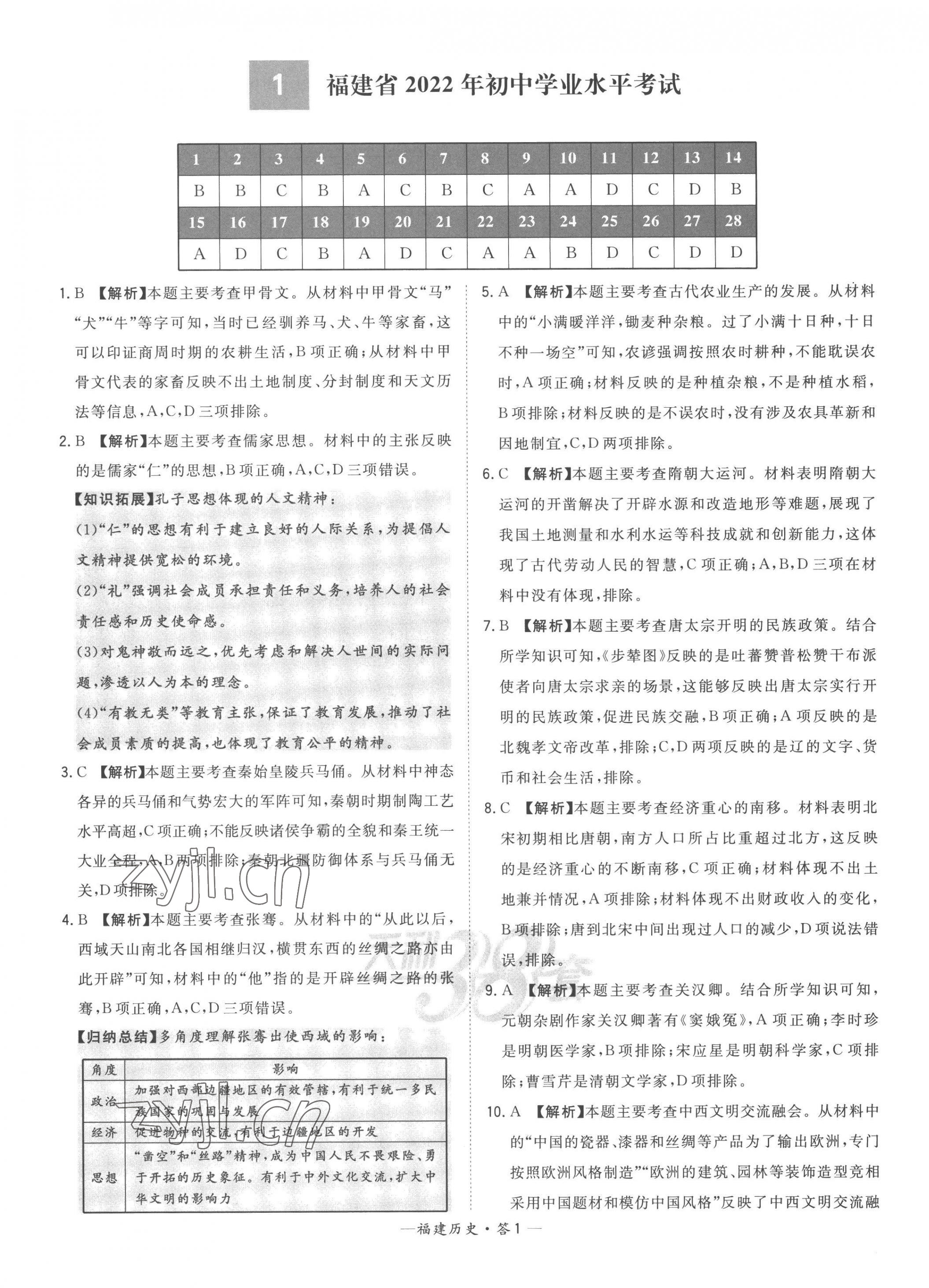 2023年天利38套中考試題精選歷史福建專版 第1頁