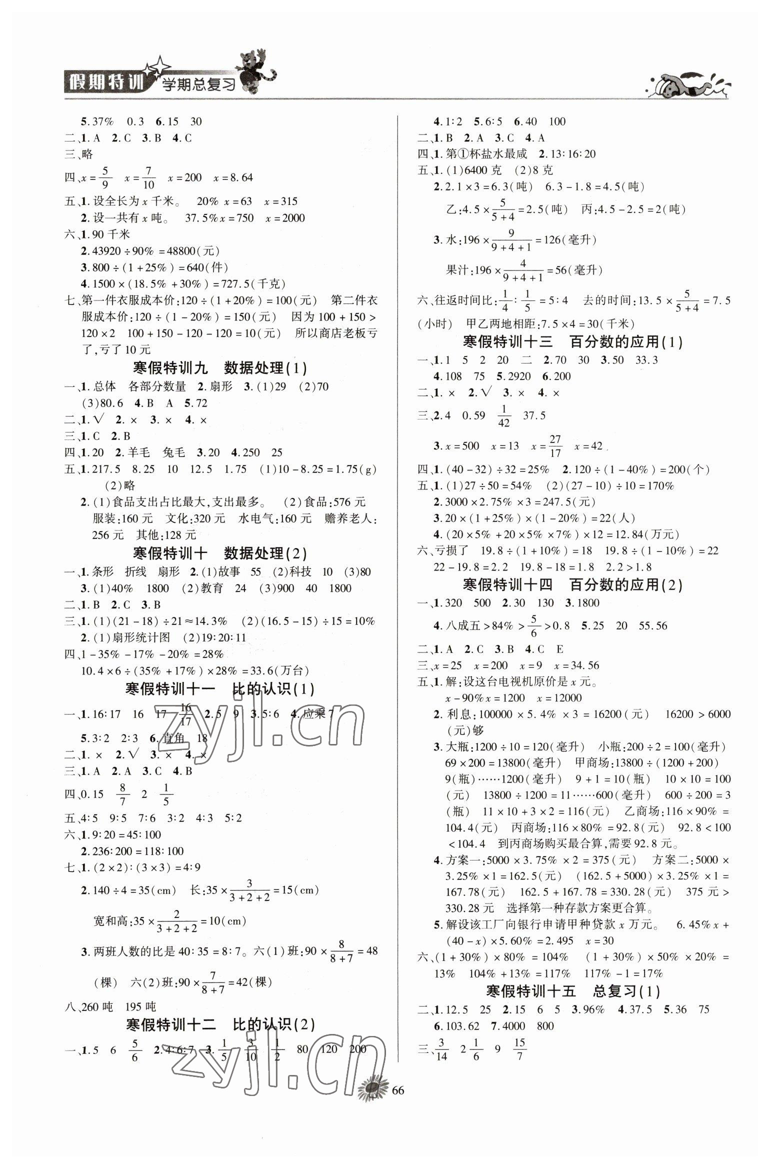 2023年假期特训学期总复习六年级数学北师大版 第2页