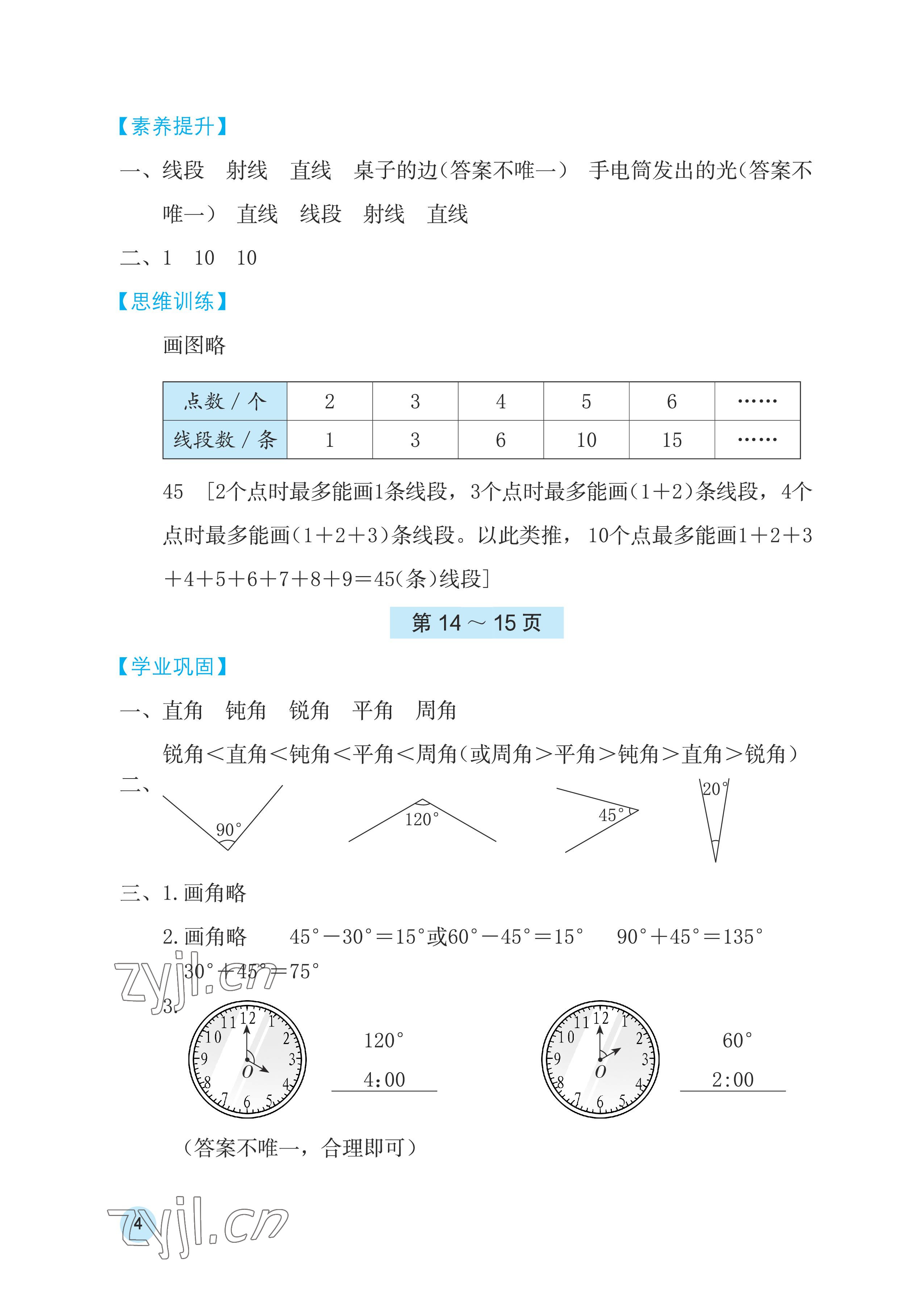 2023年寒假基础性作业四年级数学人教版 参考答案第4页