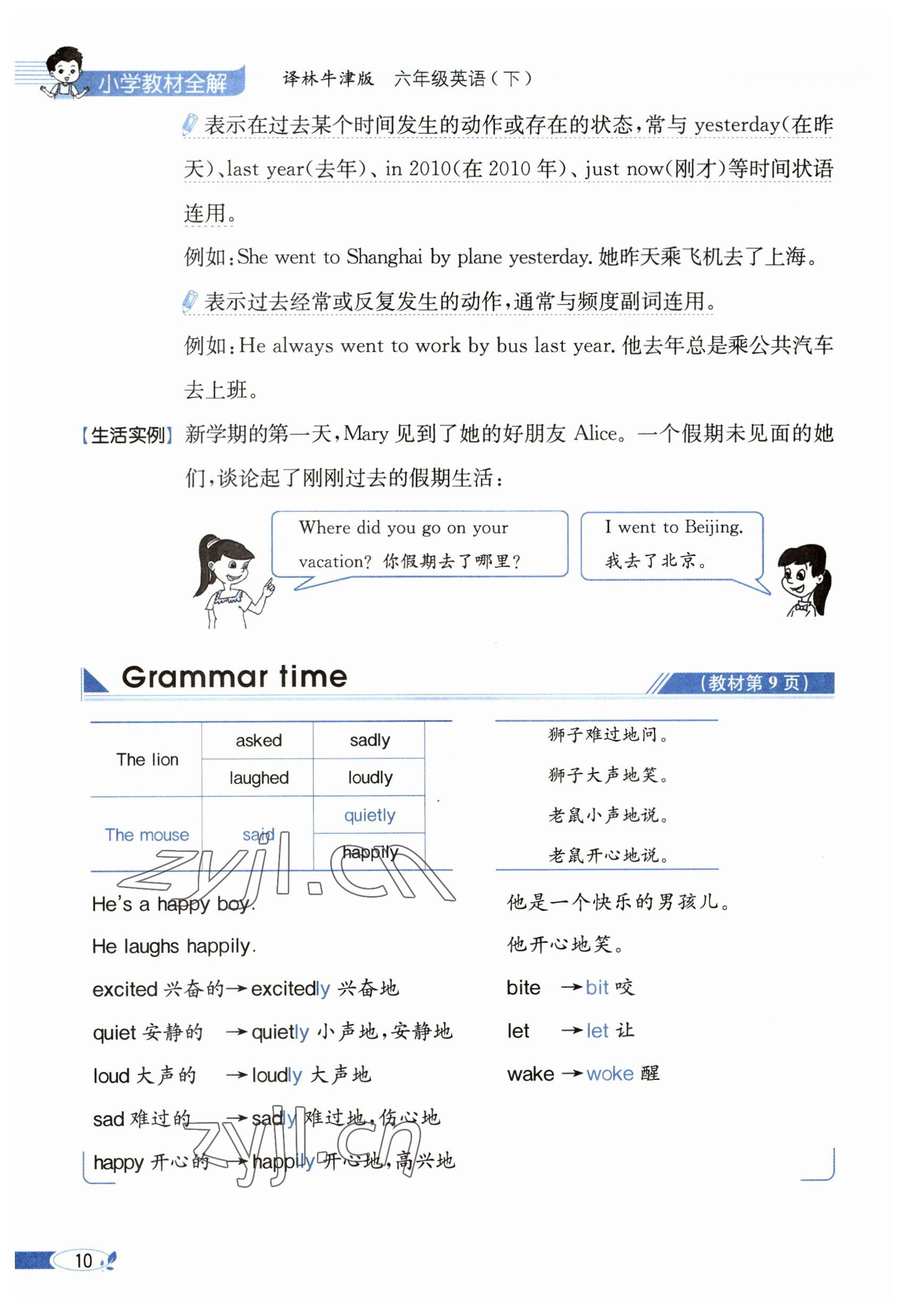 2023年教材課本六年級英語下冊譯林版 參考答案第10頁