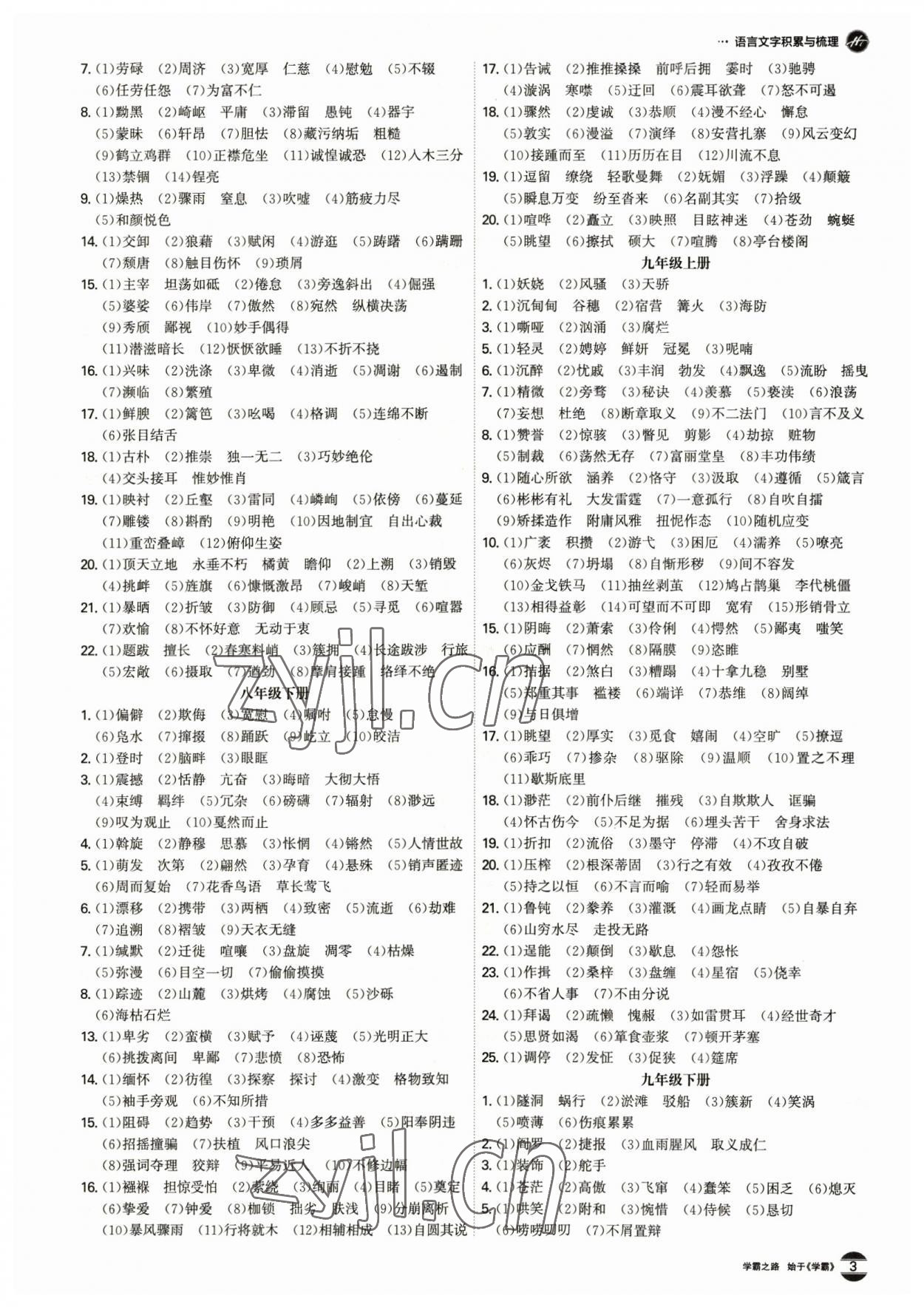 2023年翰庭學霸語文中考廣東專版 參考答案第2頁