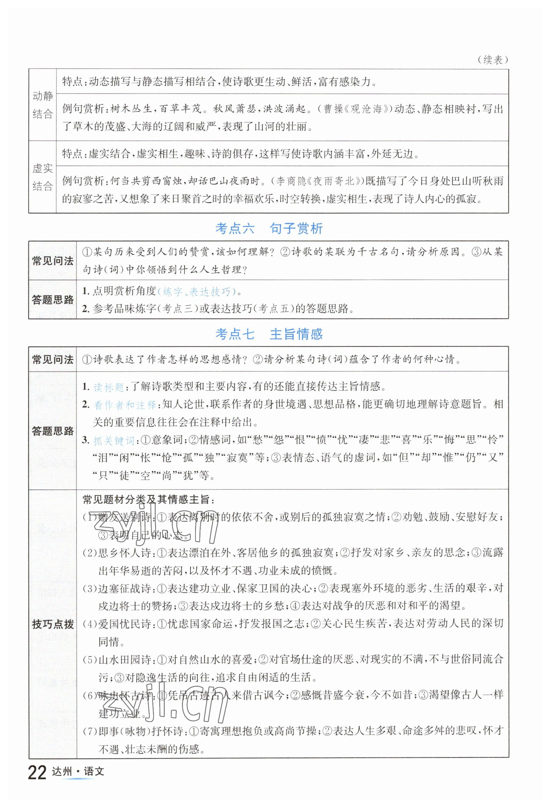 2023年国华考试中考总动员语文达州专版 参考答案第48页