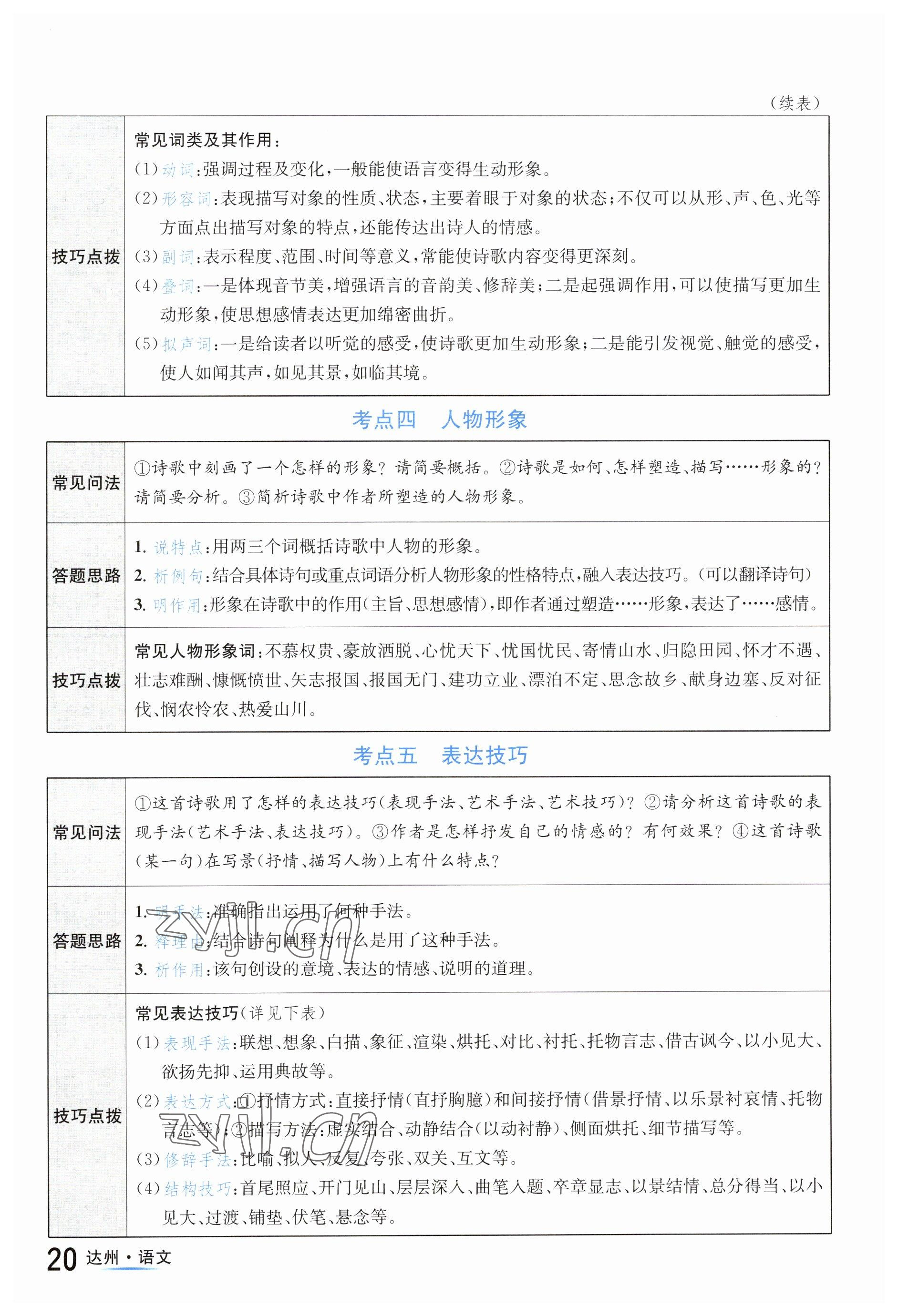 2023年国华考试中考总动员语文达州专版 参考答案第44页