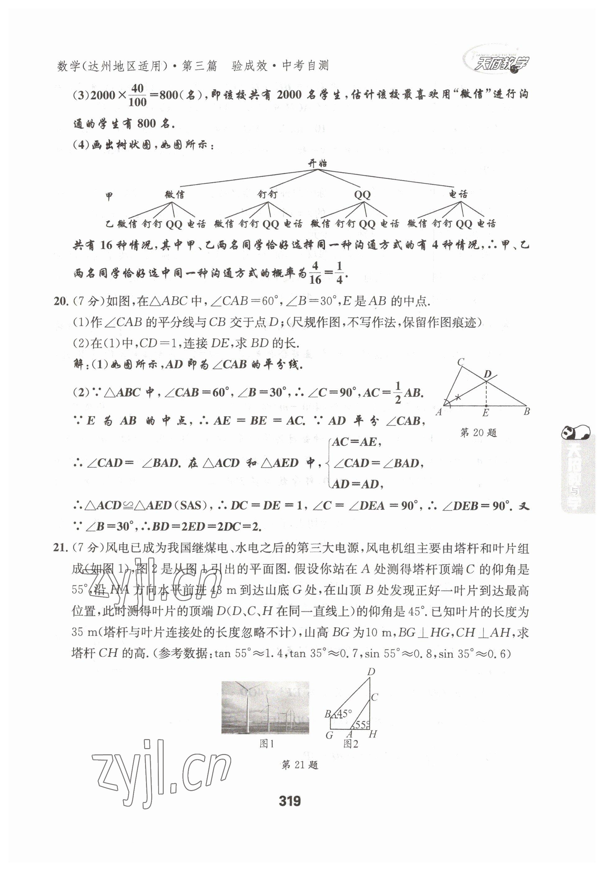 2023年天府教與學(xué)中考復(fù)習(xí)與訓(xùn)練數(shù)學(xué)達(dá)州專版 參考答案第12頁