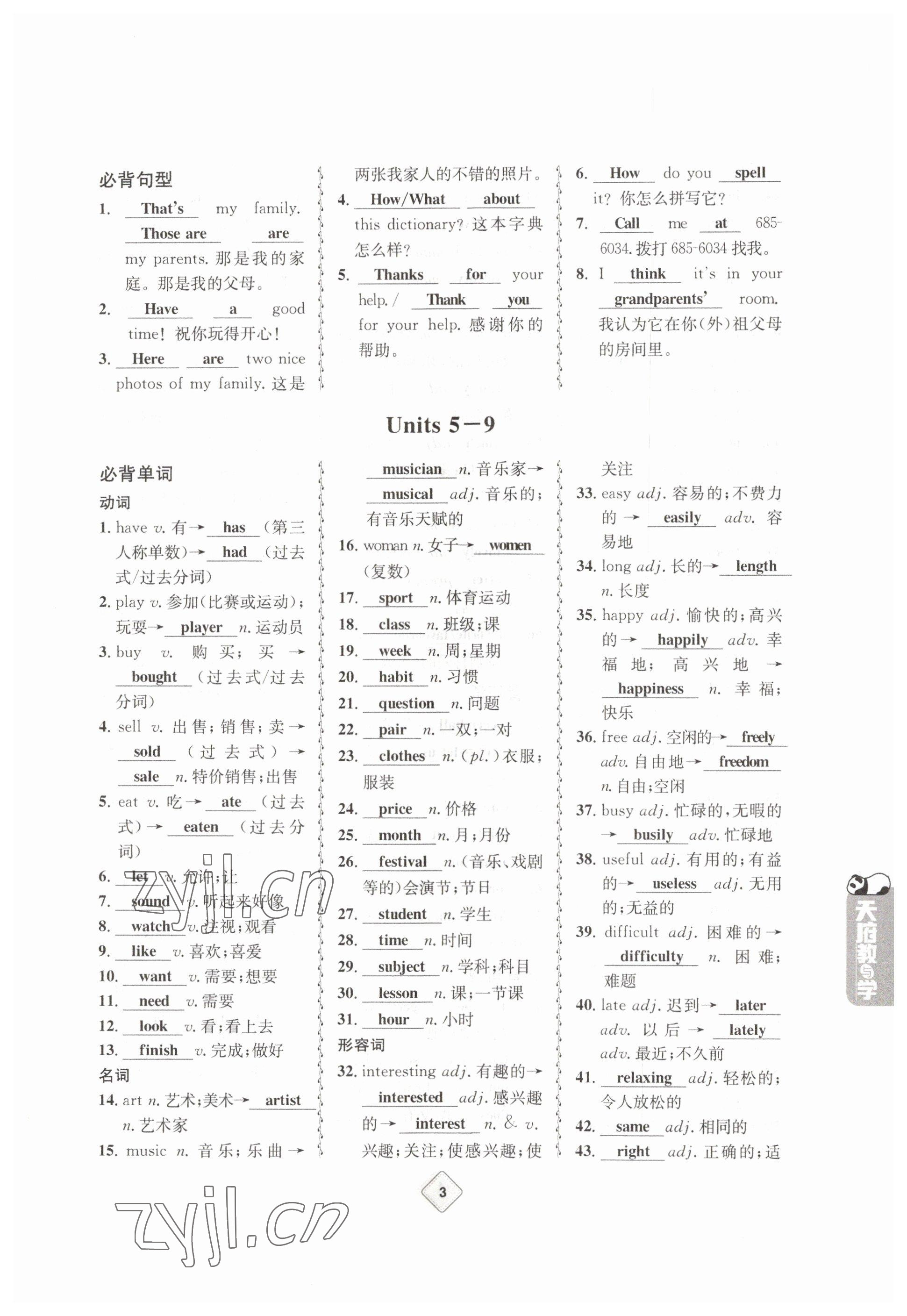 2023年天府教與學(xué)中考復(fù)習(xí)與訓(xùn)練英語(yǔ)達(dá)州專版 參考答案第3頁(yè)