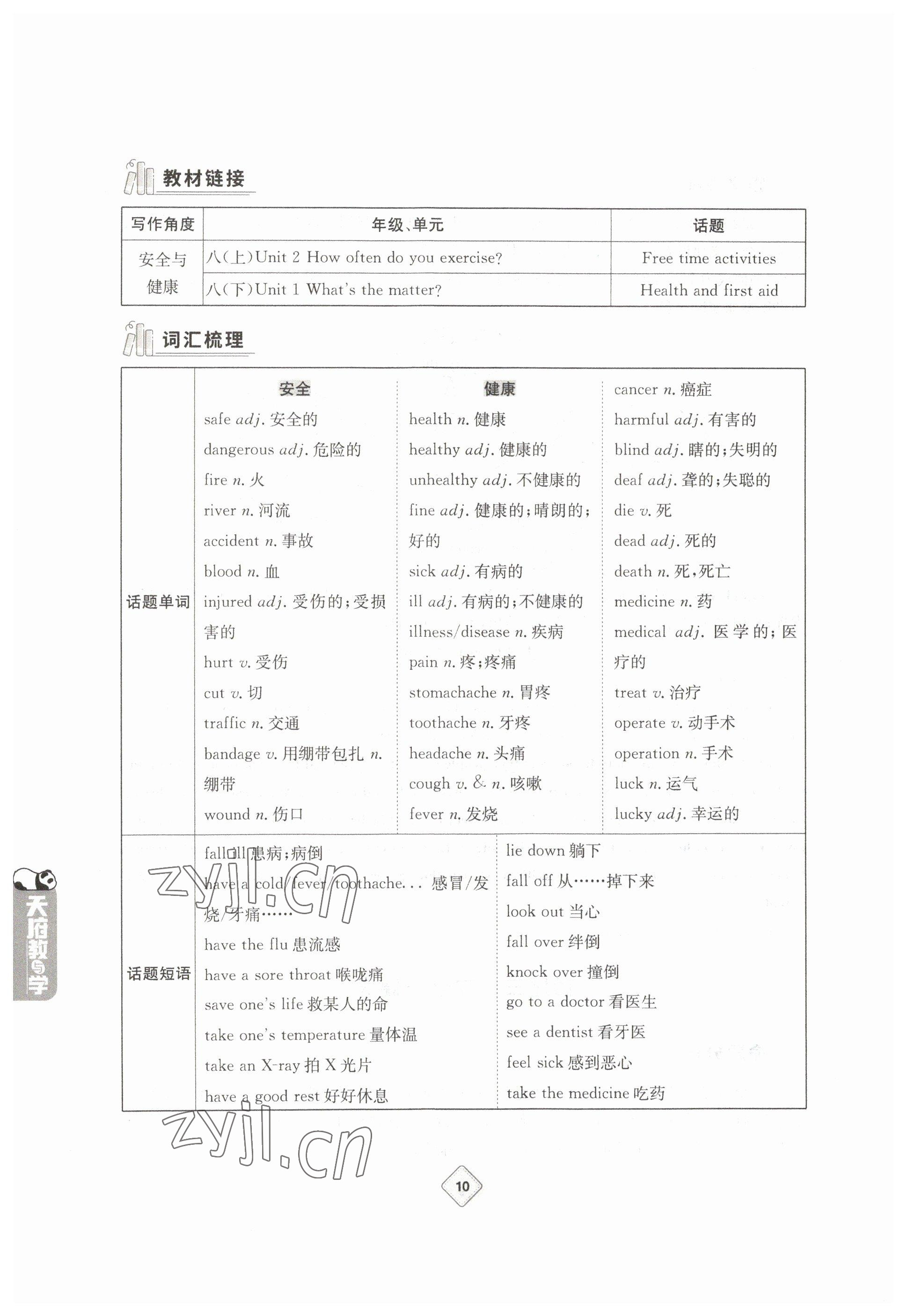 2023年天府教與學(xué)中考復(fù)習(xí)與訓(xùn)練英語(yǔ)達(dá)州專版 參考答案第10頁(yè)