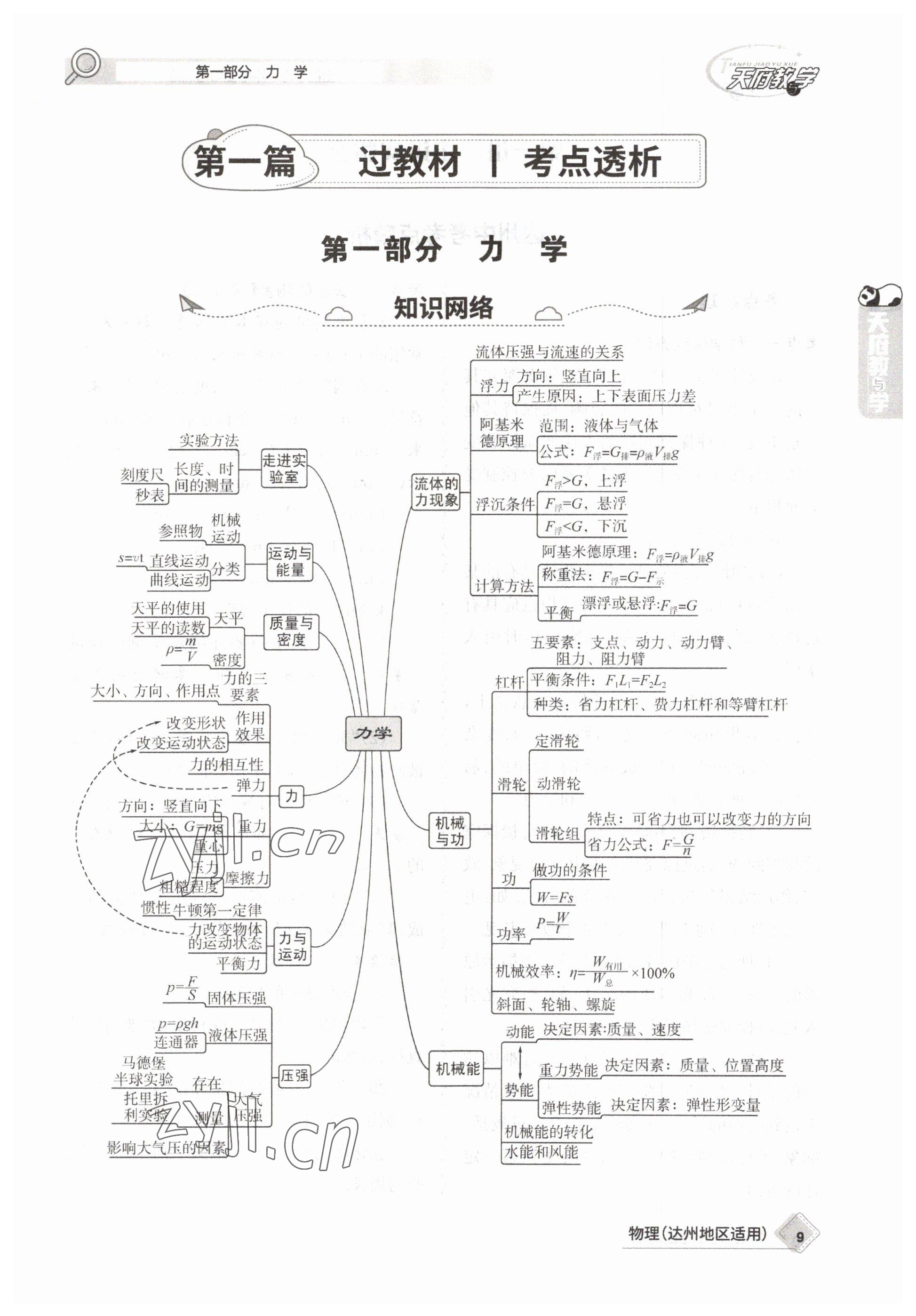 2023年天府教與學(xué)中考復(fù)習(xí)與訓(xùn)練物理達(dá)州專版 參考答案第9頁