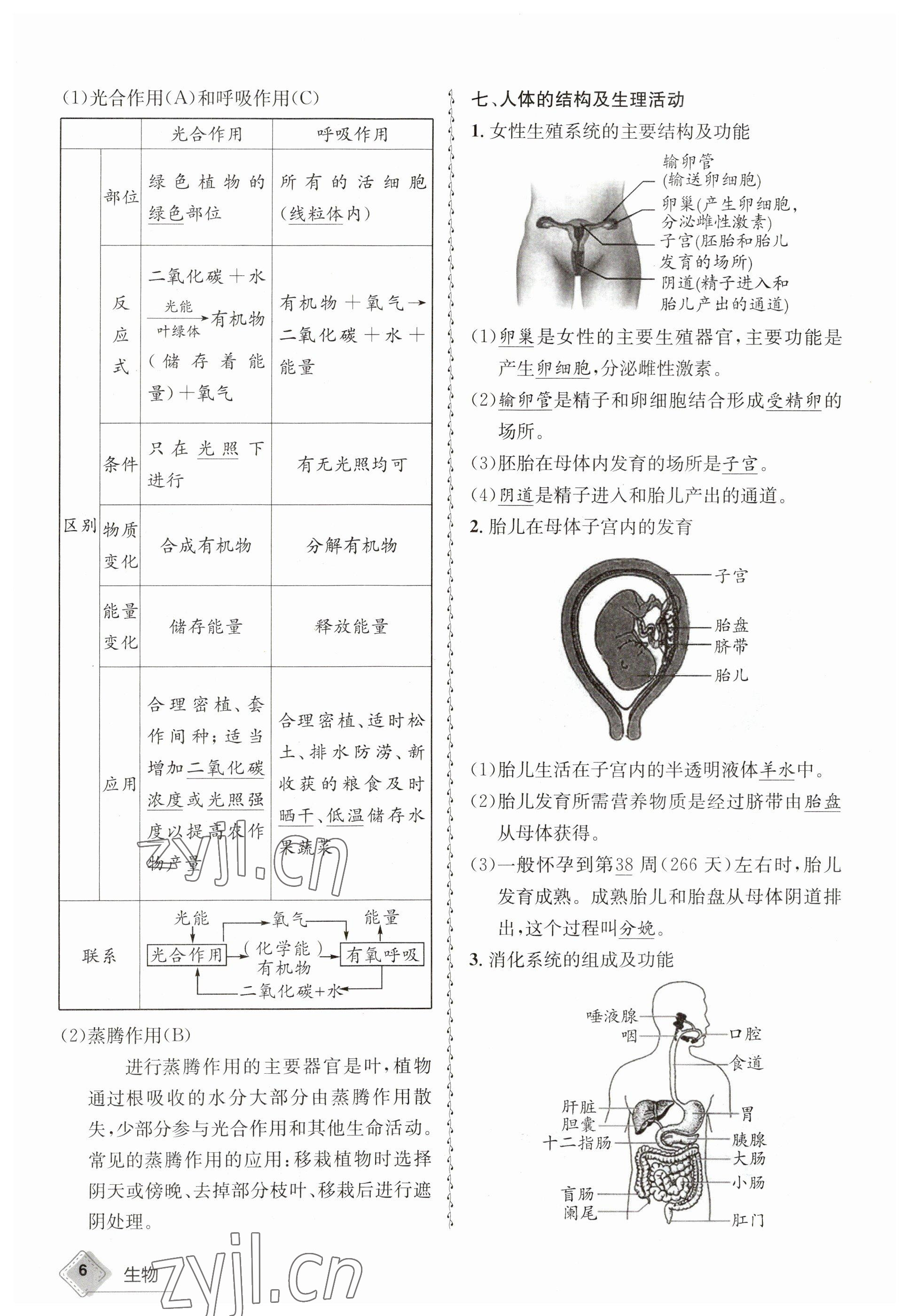 2023年天府教与学中考复习与训练生物达州专版 参考答案第22页