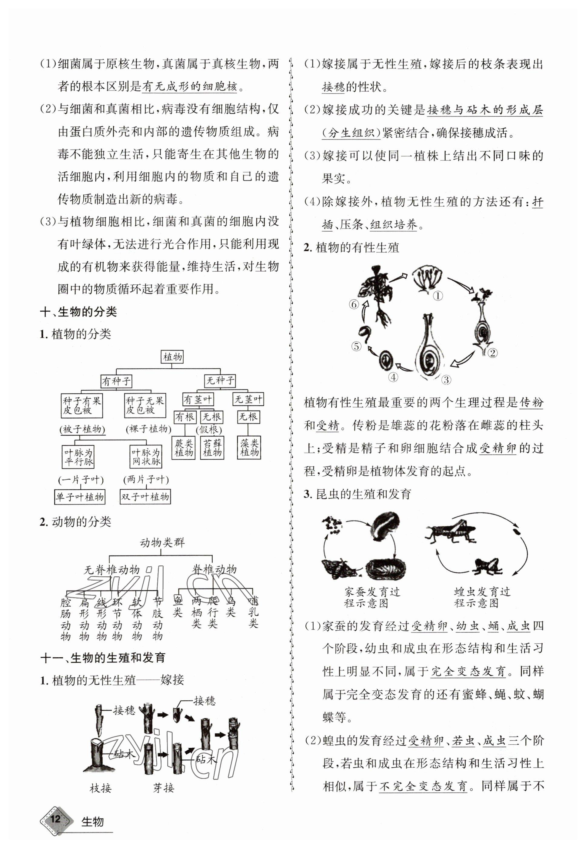 2023年天府教与学中考复习与训练生物达州专版 参考答案第40页