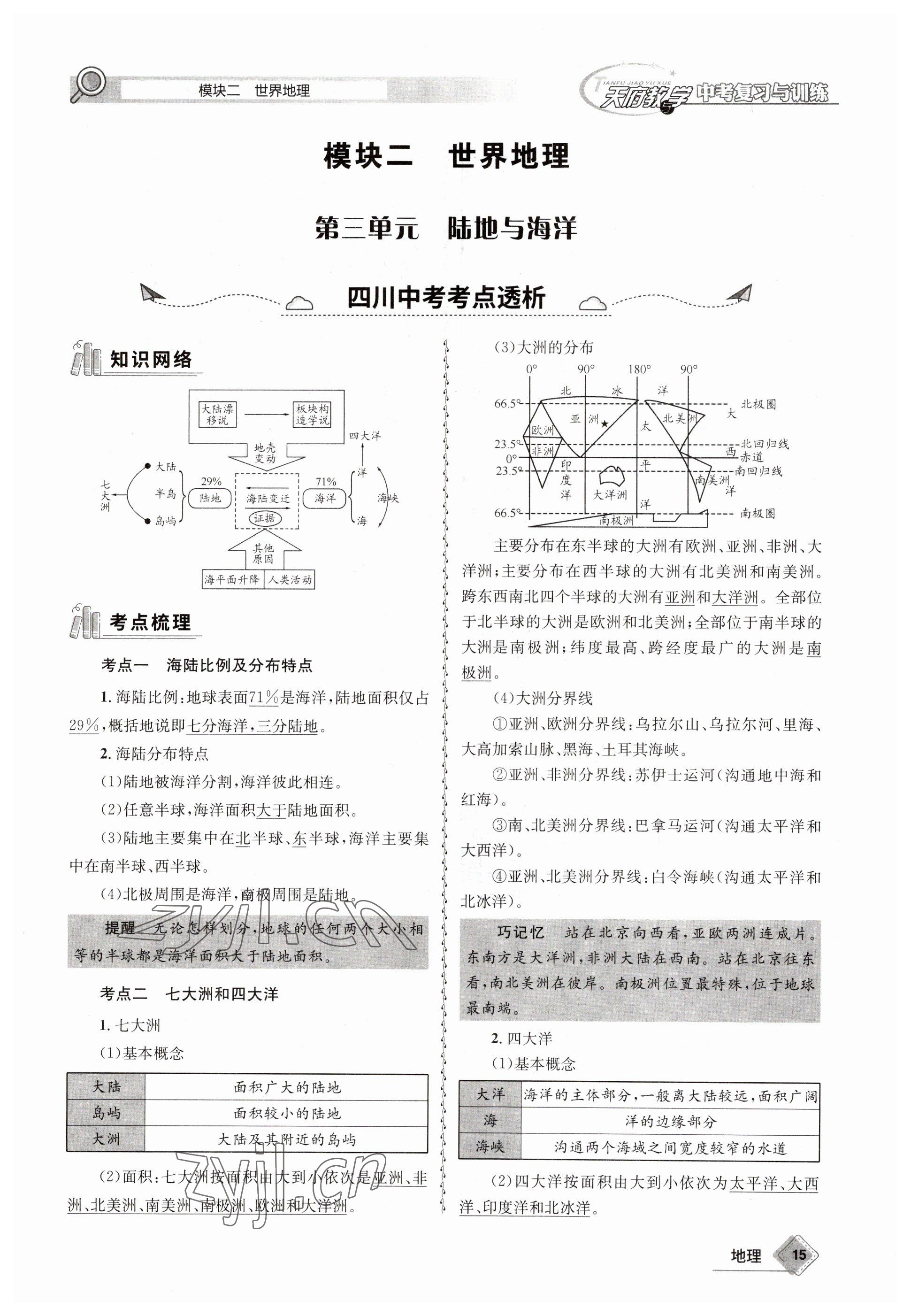 2023年天府教與學(xué)中考復(fù)習(xí)與訓(xùn)練地理達(dá)州專版 參考答案第15頁