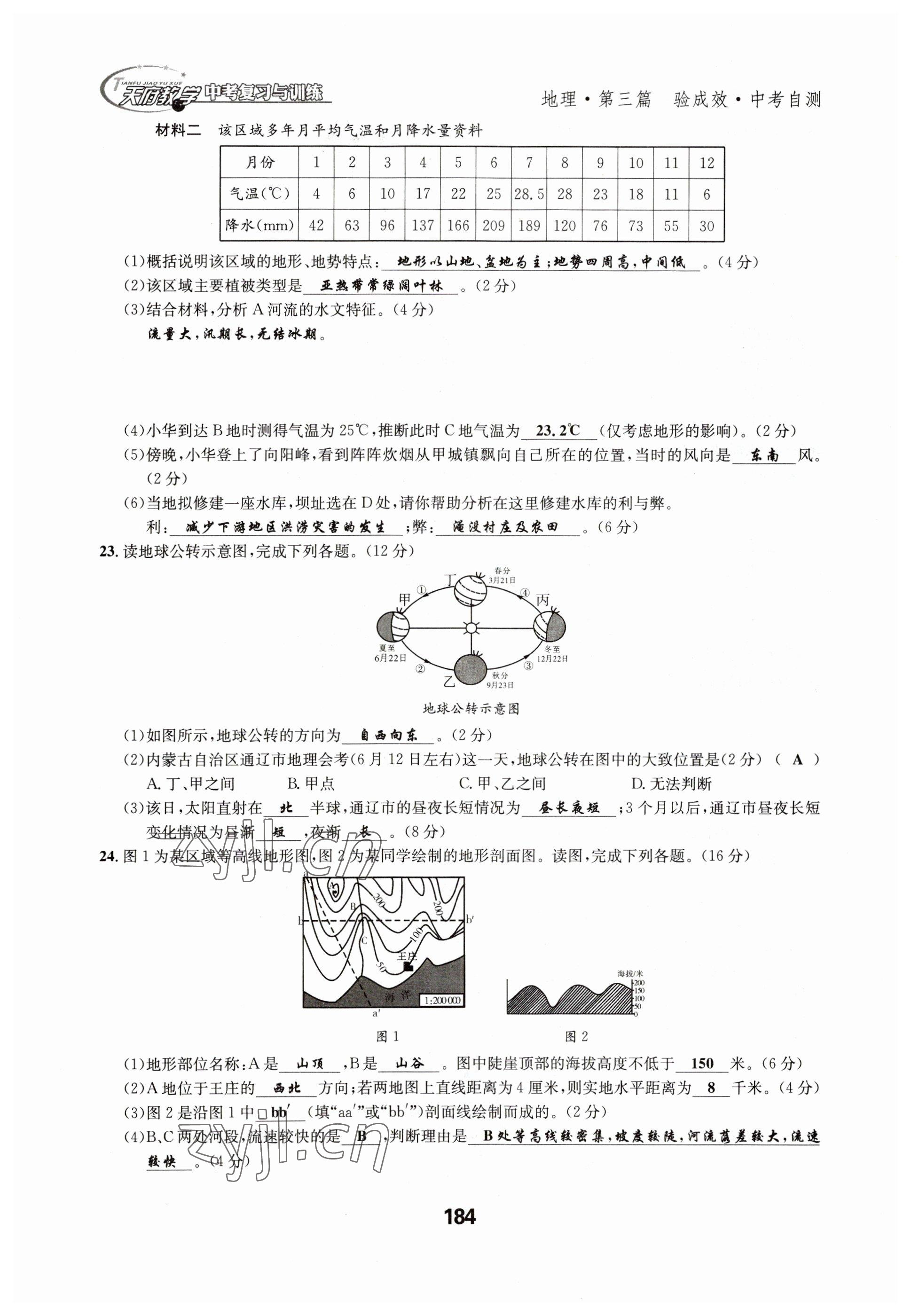 2023年天府教與學(xué)中考復(fù)習(xí)與訓(xùn)練地理達(dá)州專版 參考答案第4頁