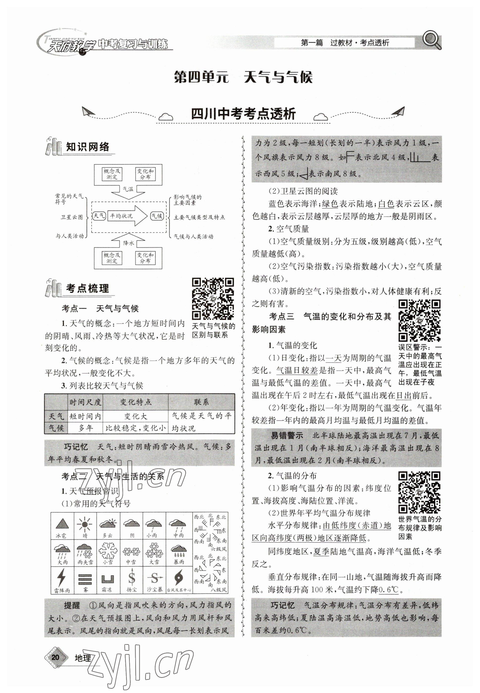 2023年天府教與學中考復習與訓練地理達州專版 參考答案第20頁