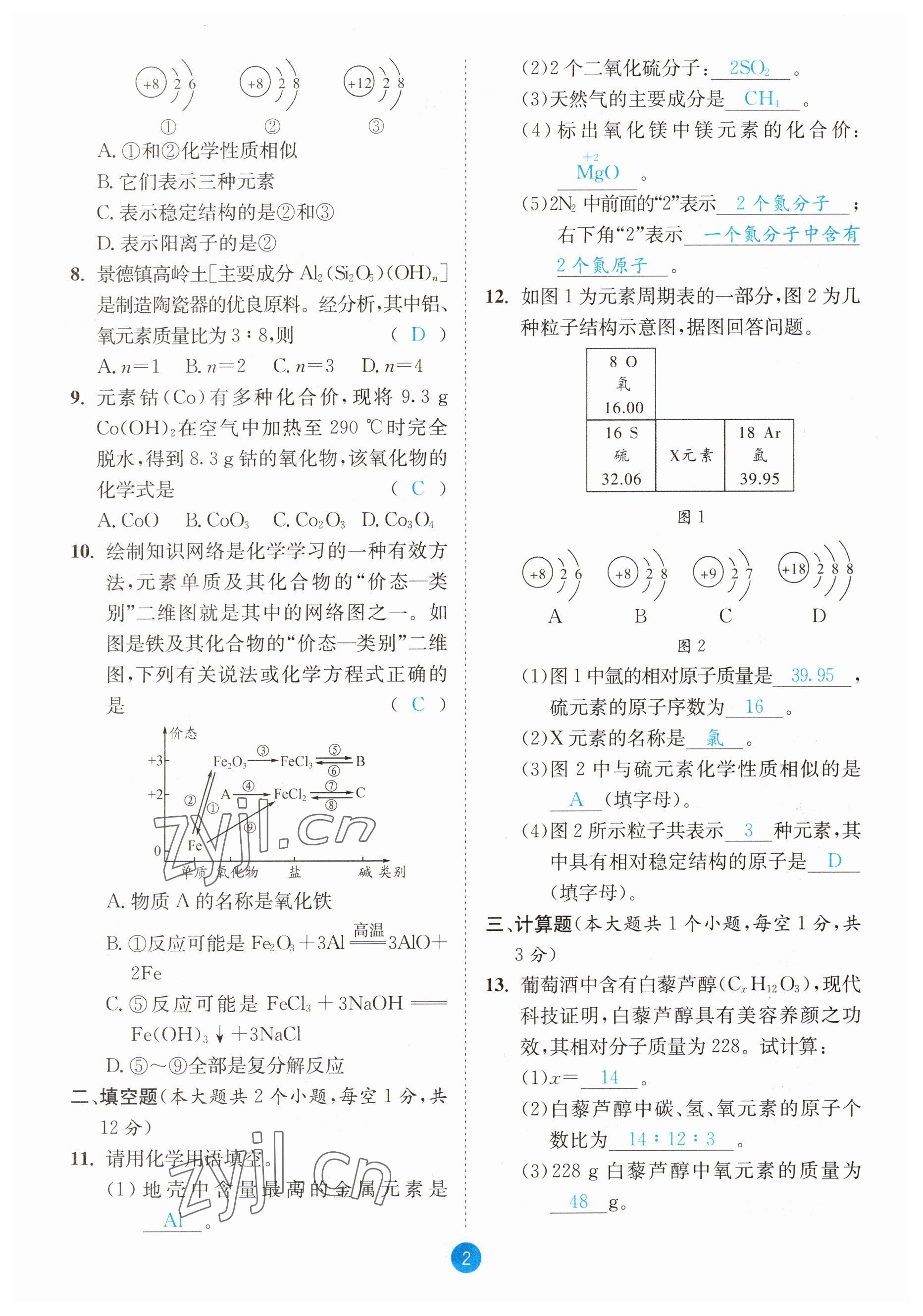 2023年中考6加1化學魯教版達州專版 參考答案第2頁