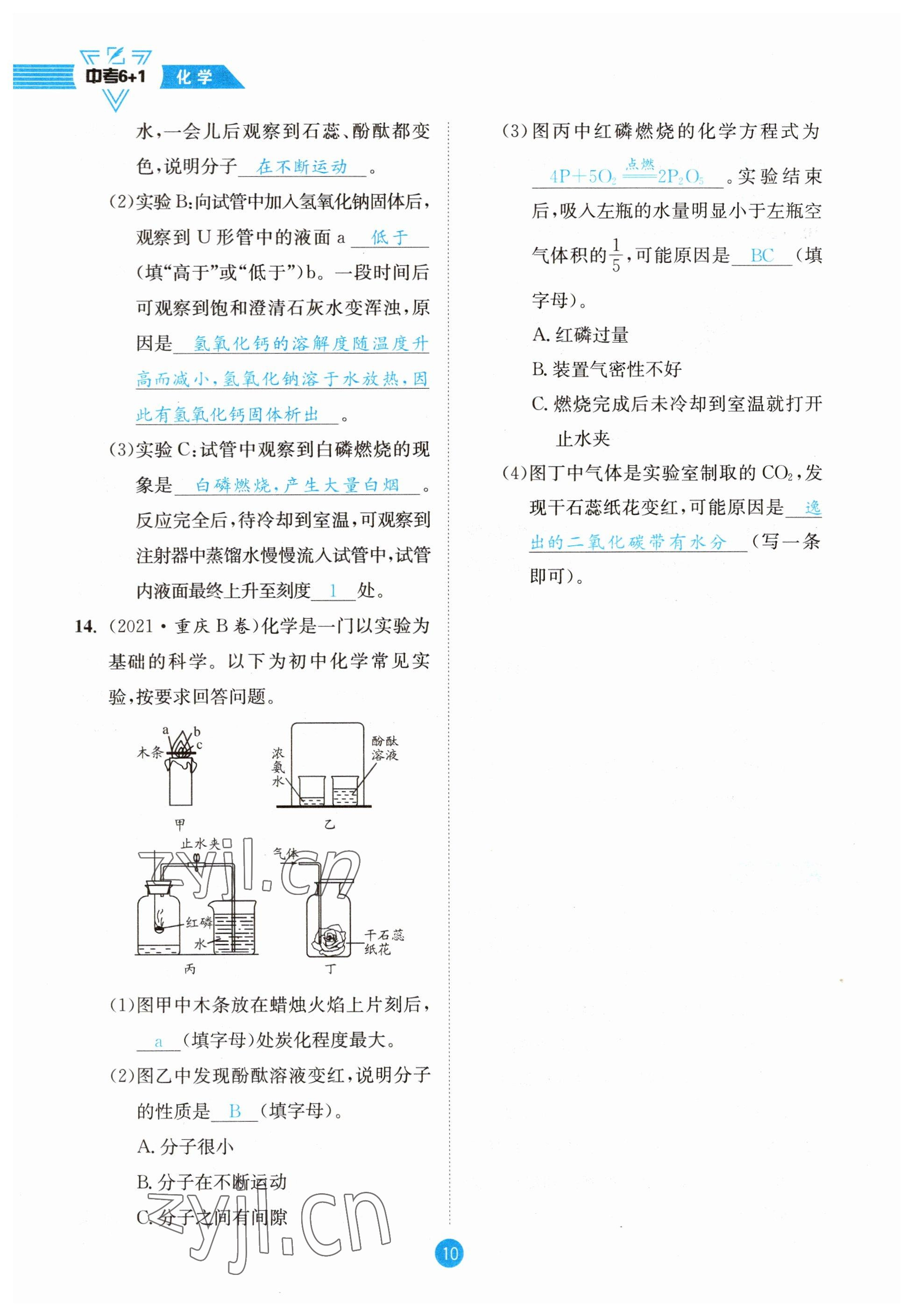 2023年中考6加1化學魯教版達州專版 參考答案第10頁