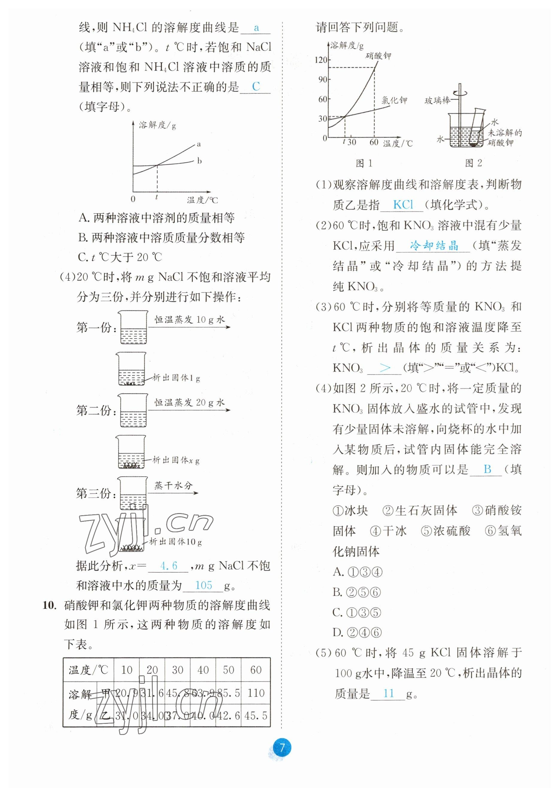 2023年中考6加1化學(xué)魯教版達(dá)州專版 參考答案第7頁