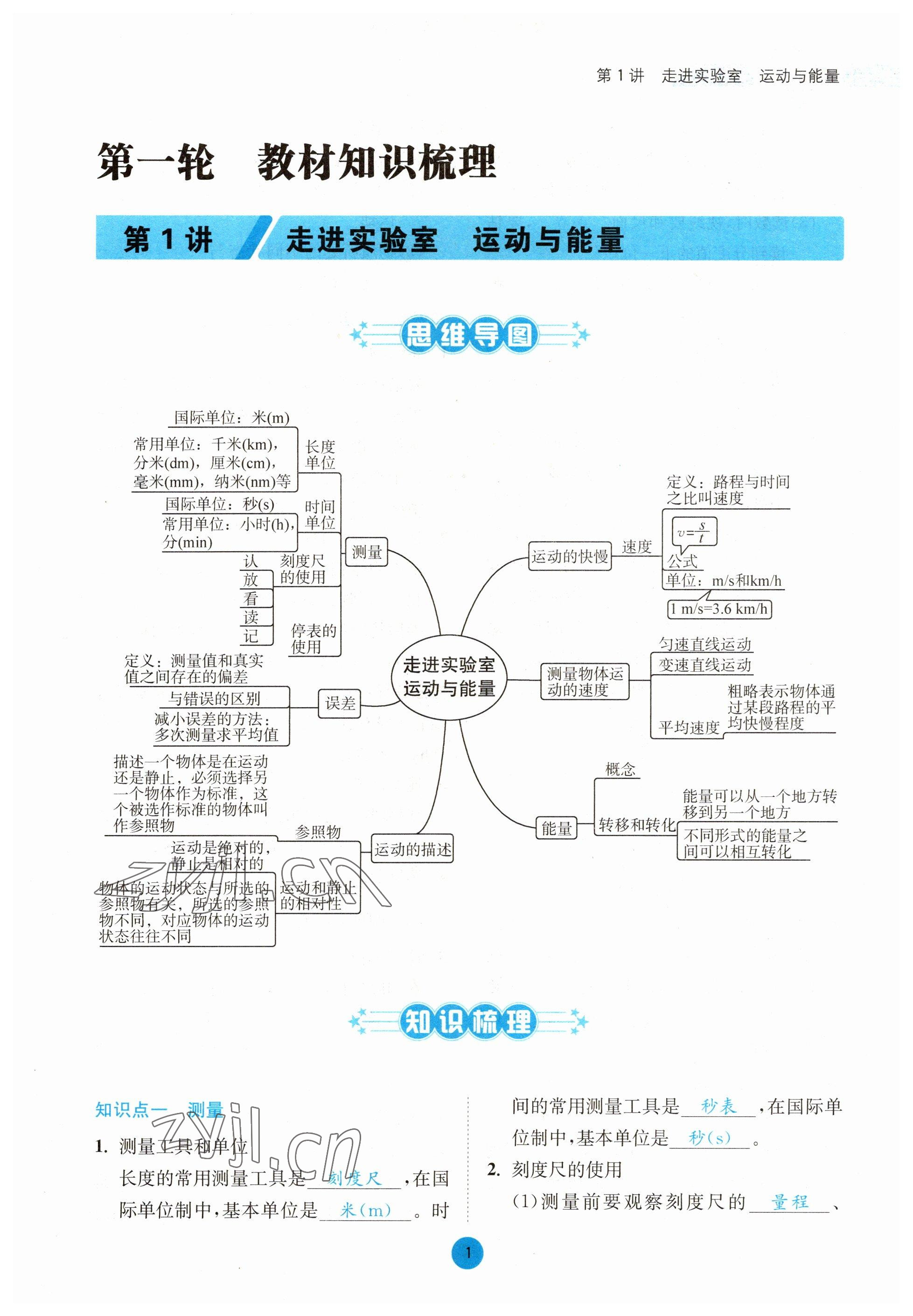 2023年中考6加1物理教科版達(dá)州專(zhuān)版 參考答案第1頁(yè)