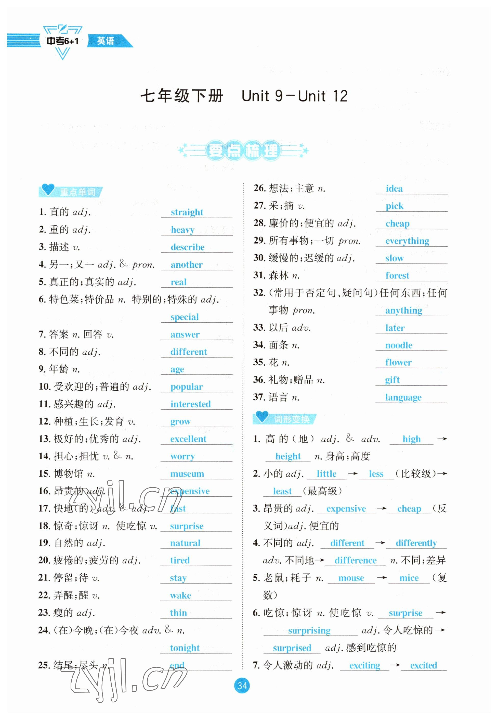 2023年中考6加1英語達(dá)州專版 參考答案第100頁