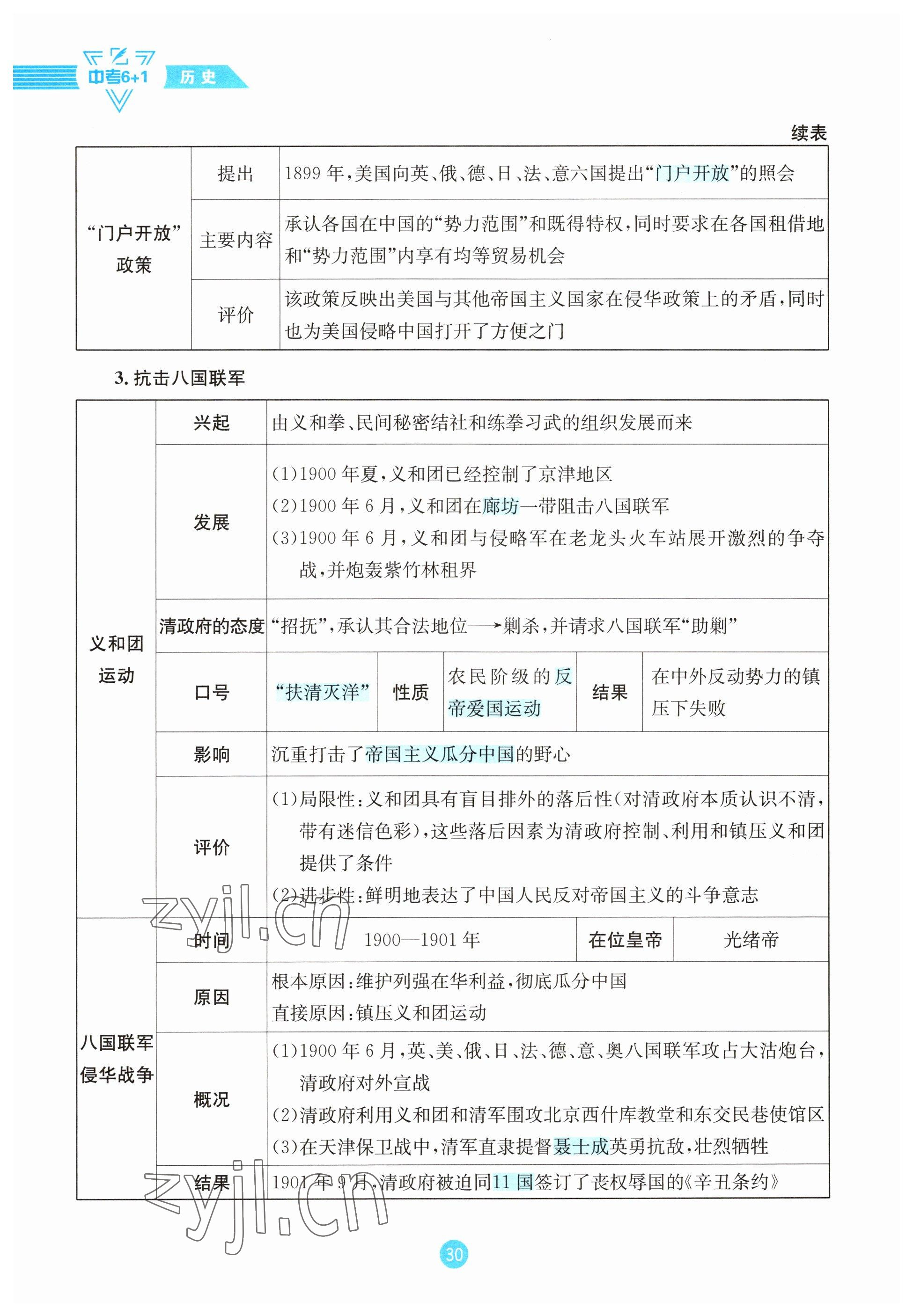 2023年中考6加1歷史達(dá)州專版 參考答案第30頁(yè)