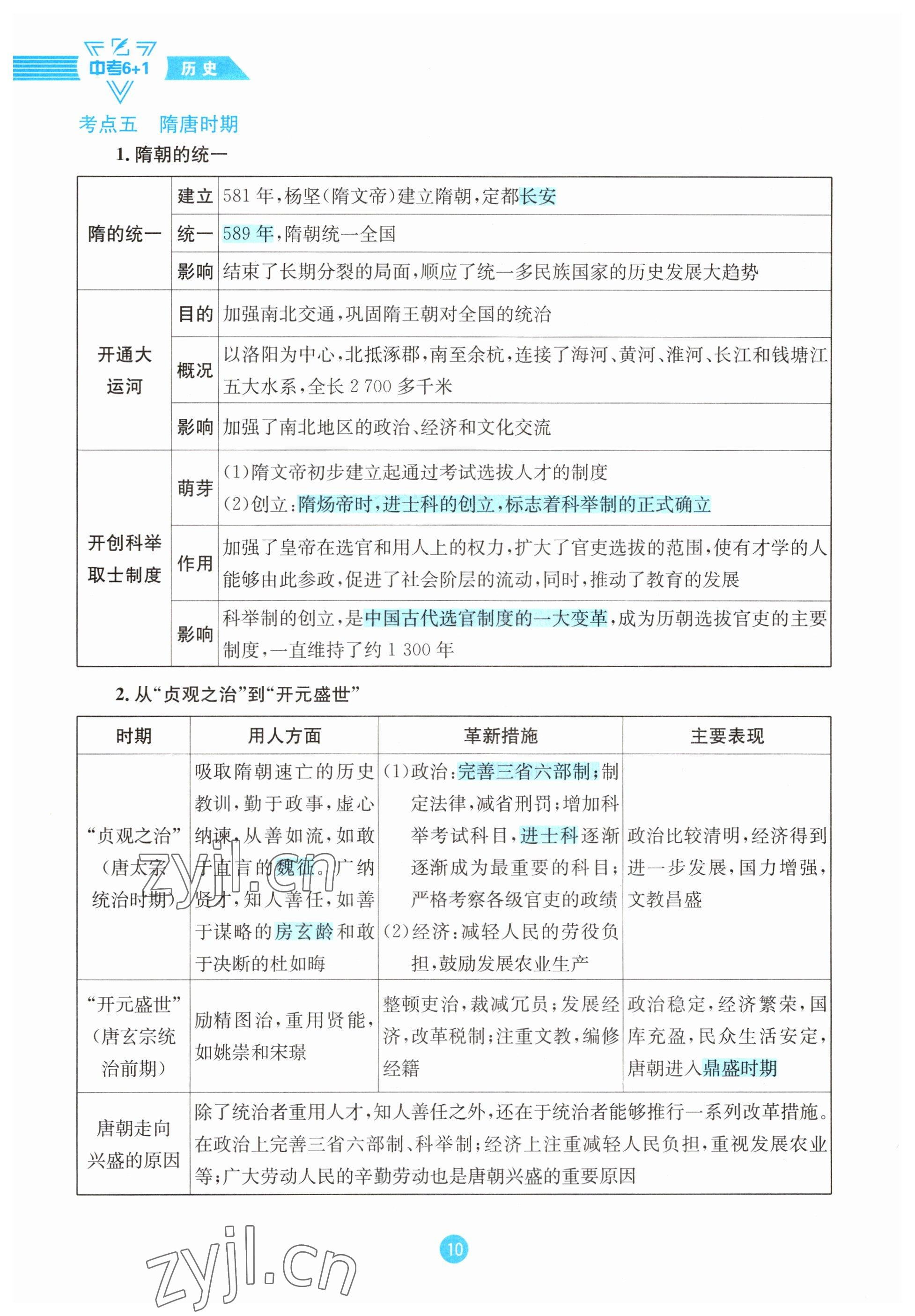 2023年中考6加1歷史達(dá)州專版 參考答案第10頁