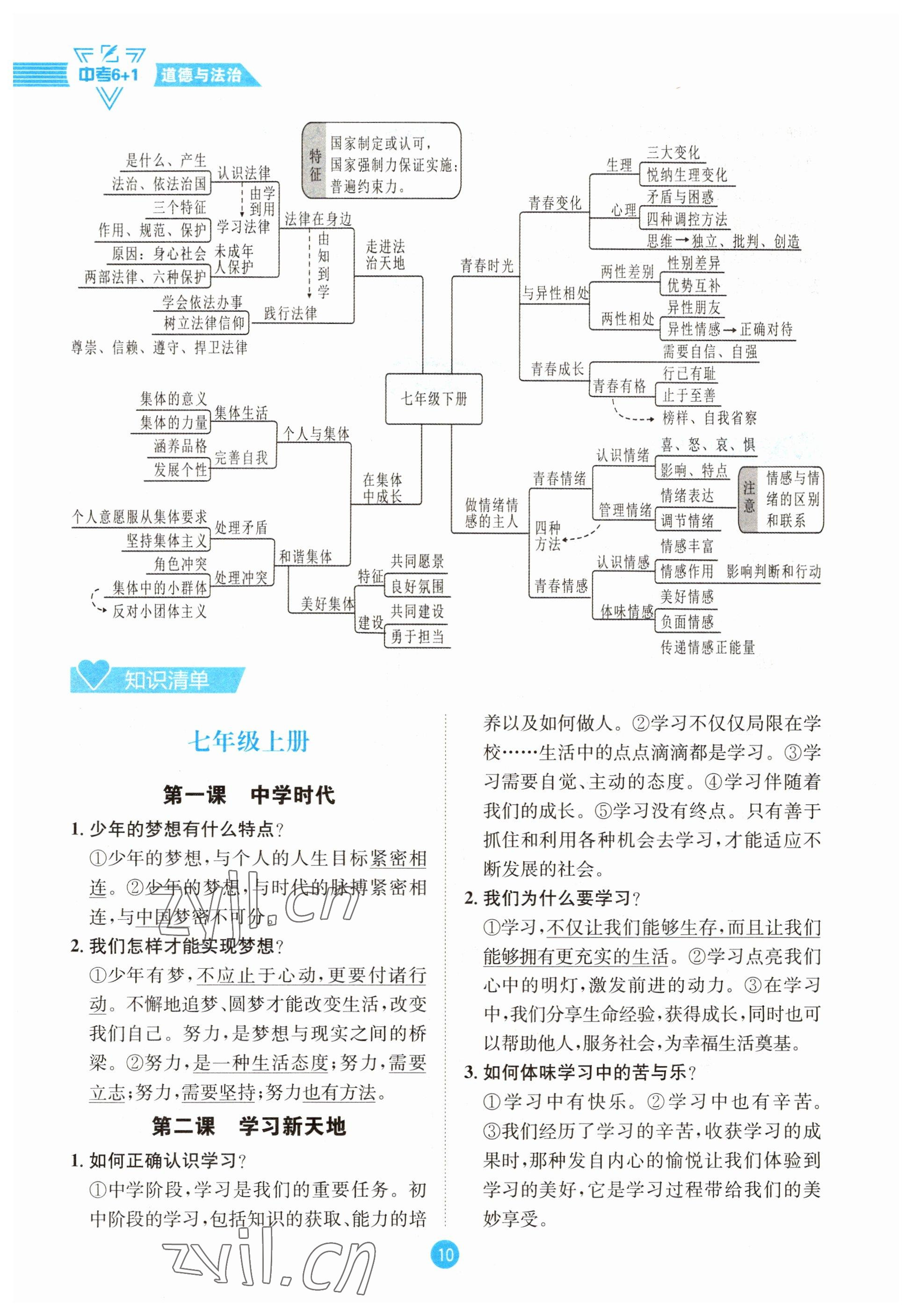 2023年中考6加1道德與法治達州專版 參考答案第10頁