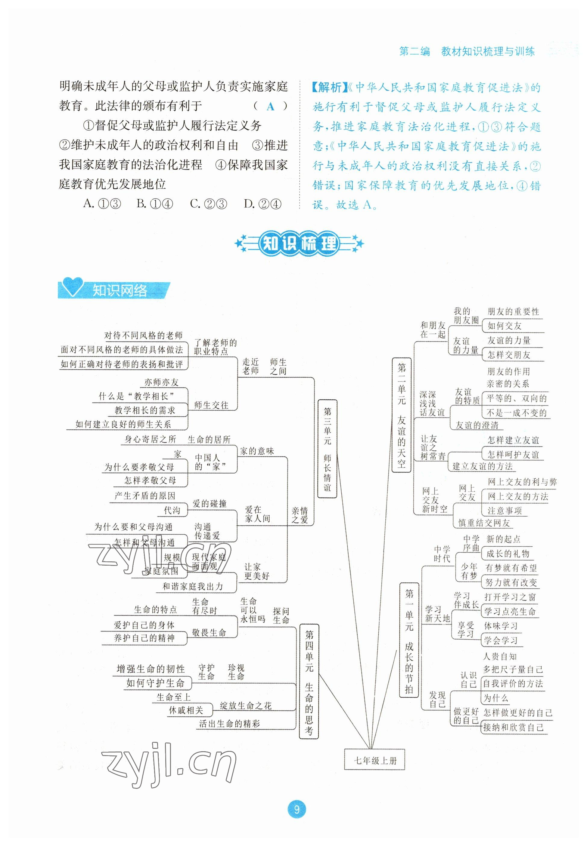 2023年中考6加1道德與法治達州專版 參考答案第9頁