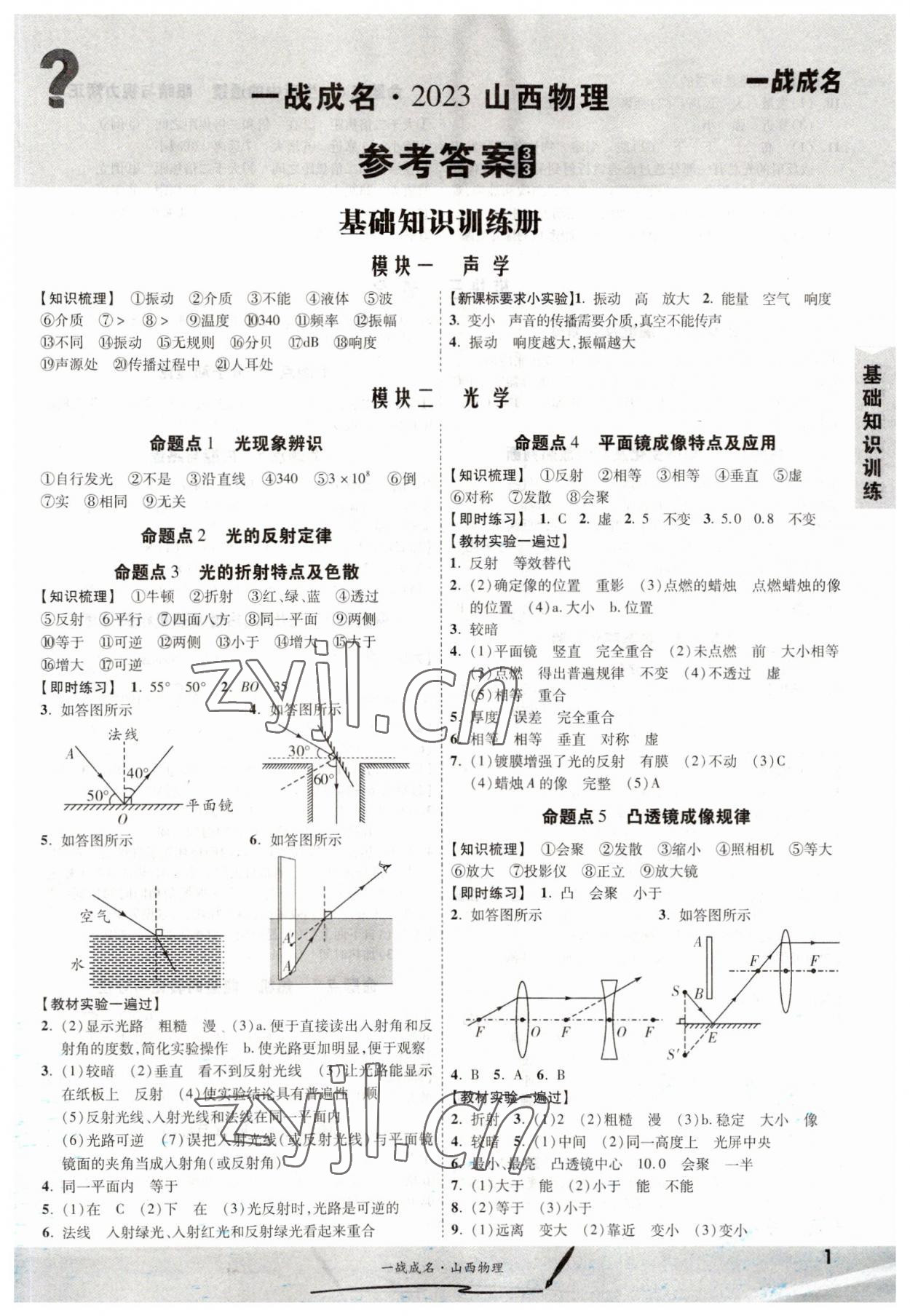2023年一戰(zhàn)成名中考源動(dòng)力物理山西專版 第1頁(yè)