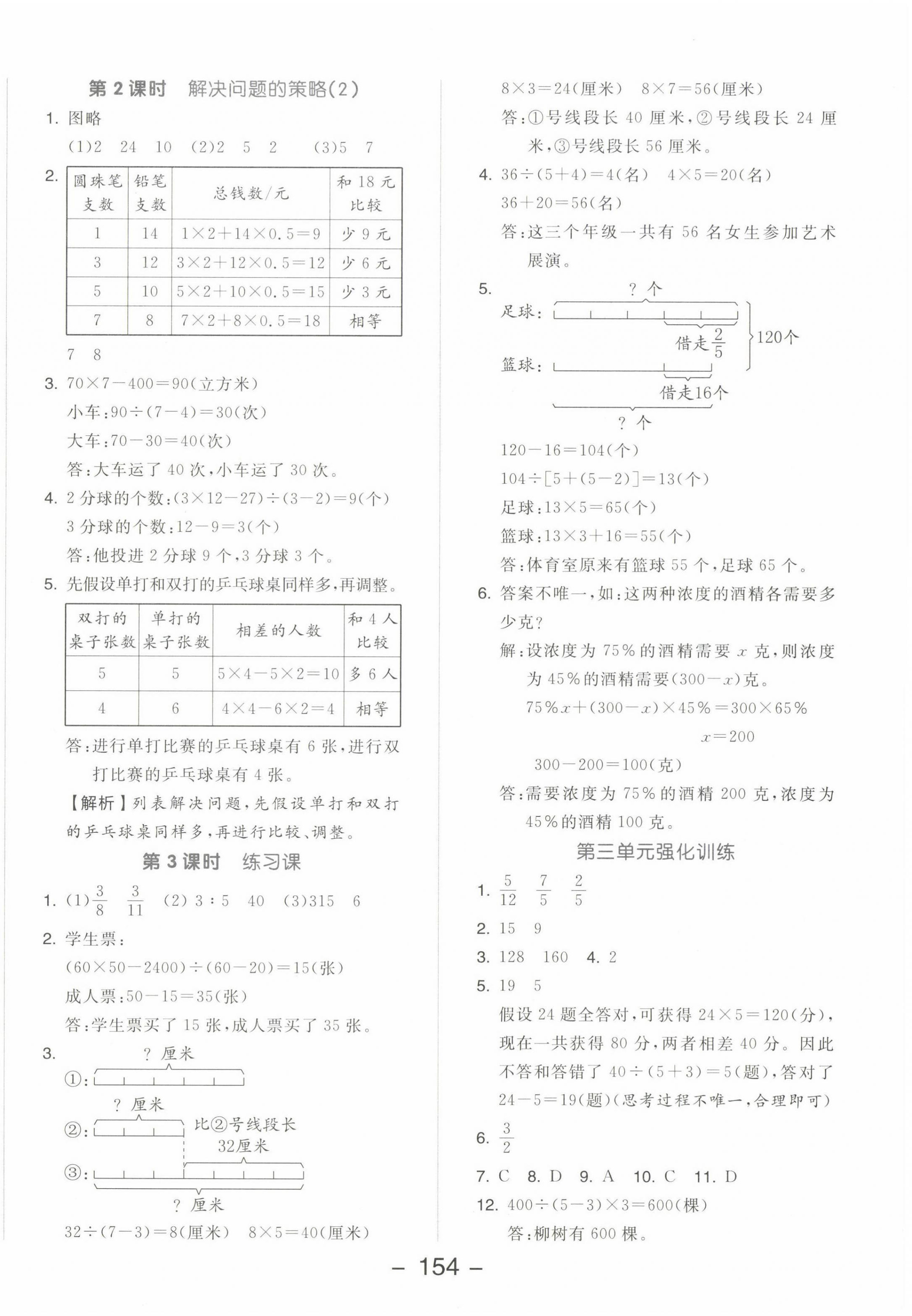 2023年全品学练考六年级数学下册苏教版 参考答案第6页