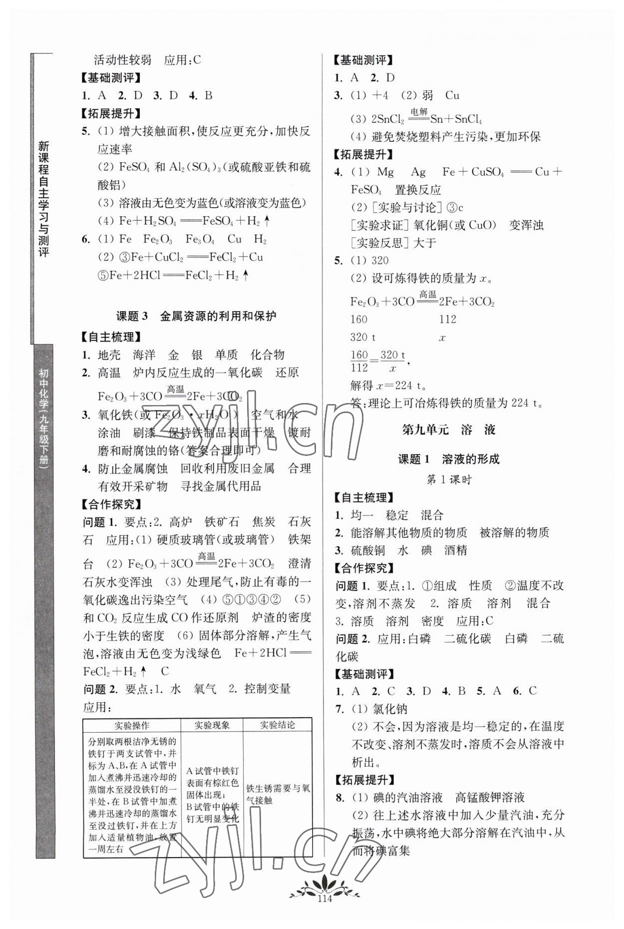 2023年新課程自主學習與測評九年級化學下冊人教版 第2頁