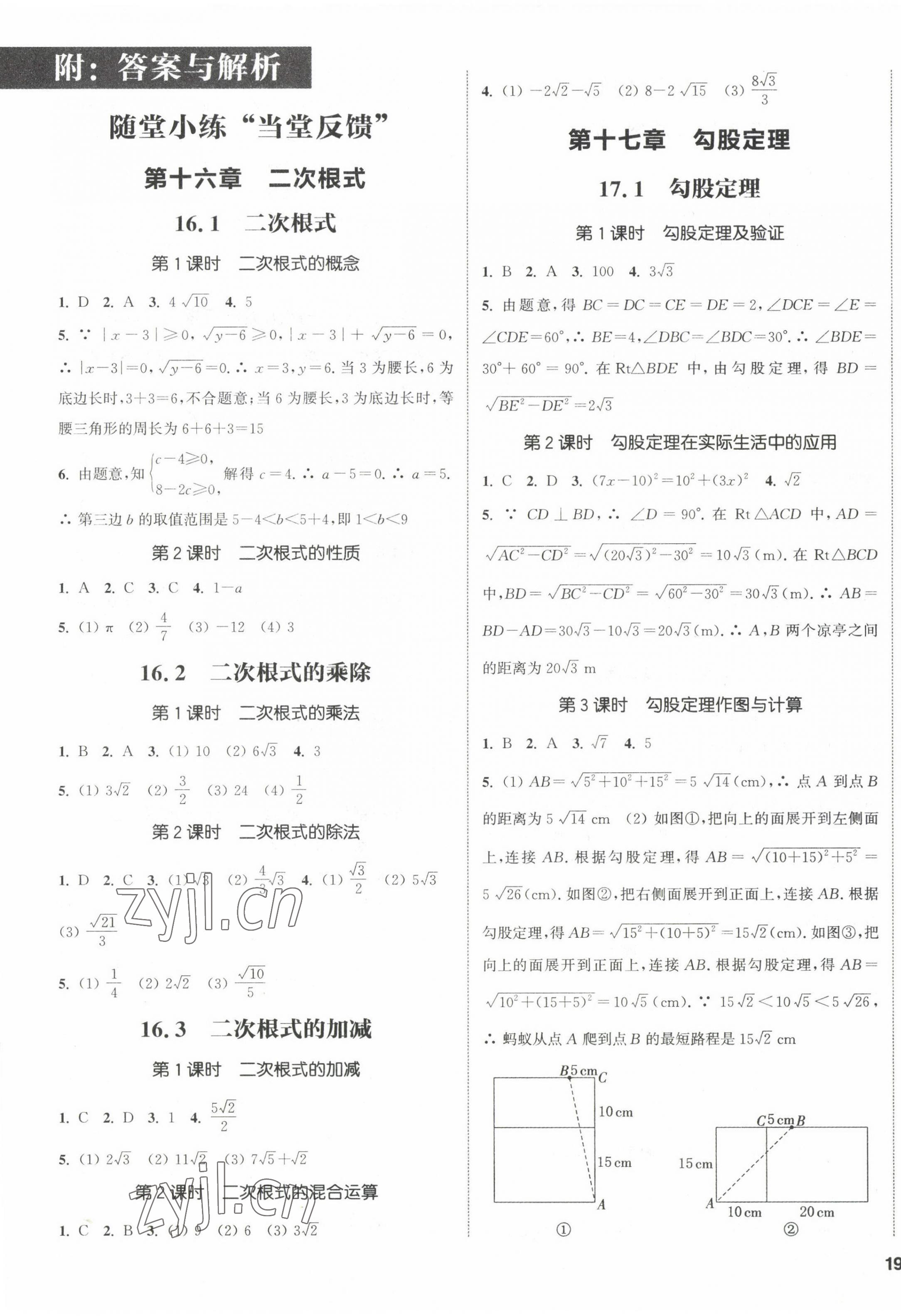 2023年通城学典课时作业本八年级数学下册人教版 第1页