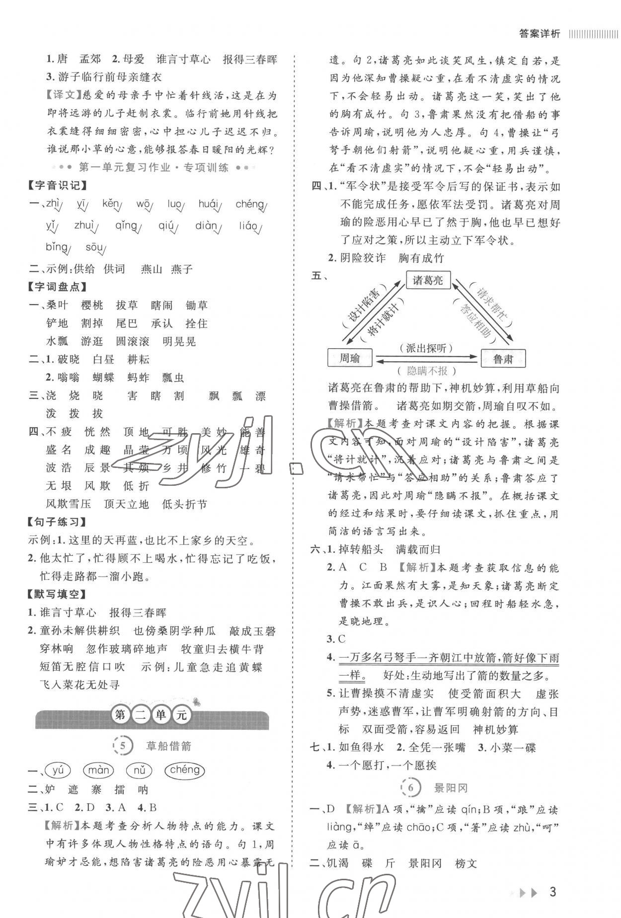 2023年訓練達人五年級語文下冊人教版 參考答案第3頁