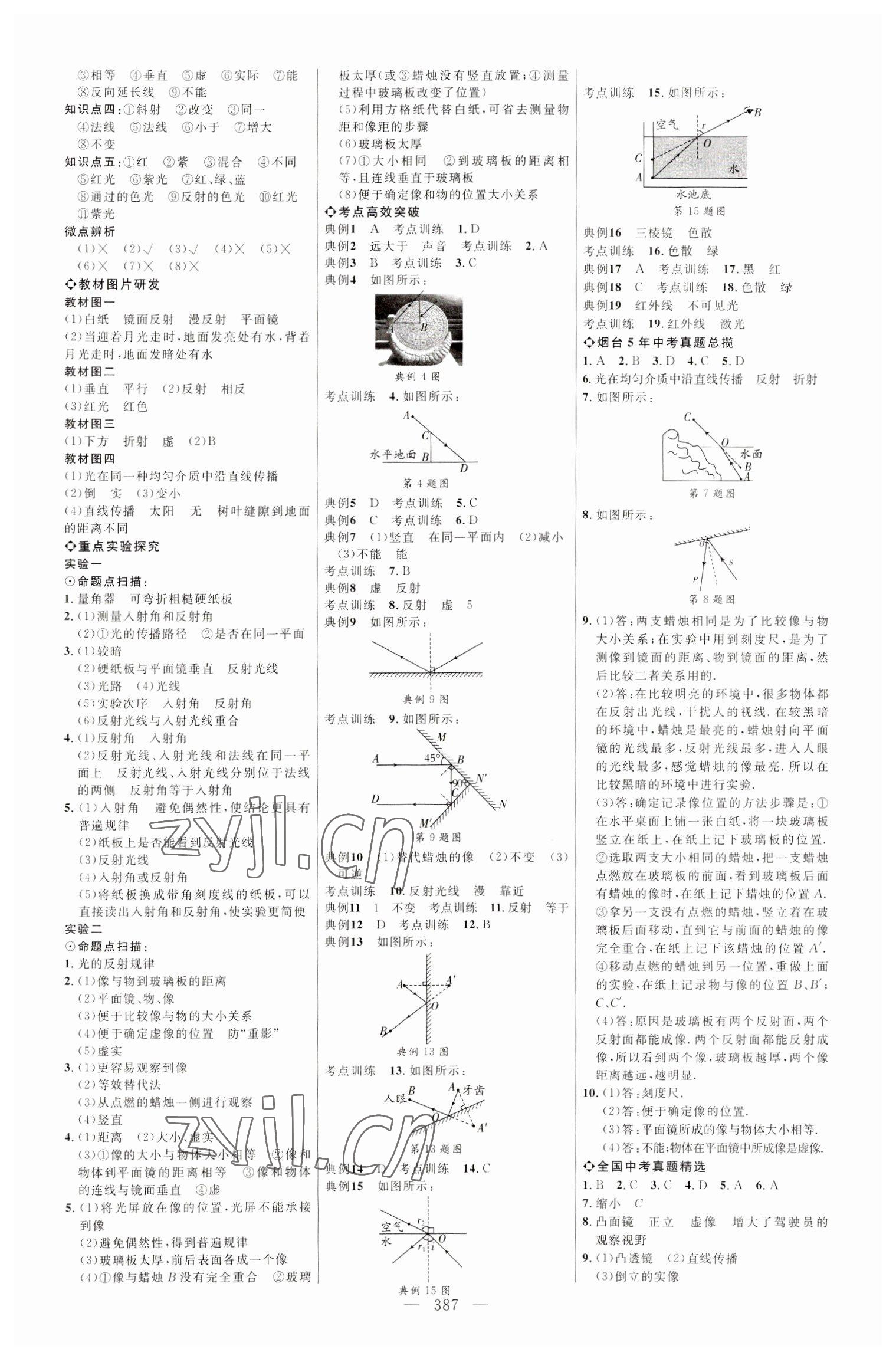 2023年初中總復(fù)習(xí)全程導(dǎo)航物理煙臺(tái)專版 參考答案第2頁(yè)