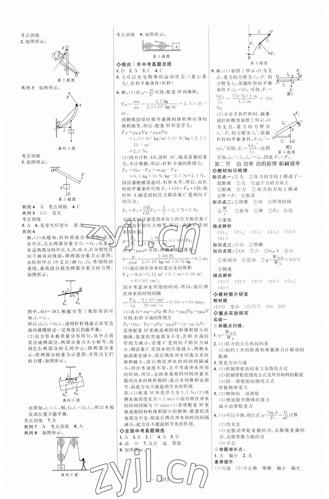 2023年初中总复习全程导航物理烟台专版 参考答案第8页