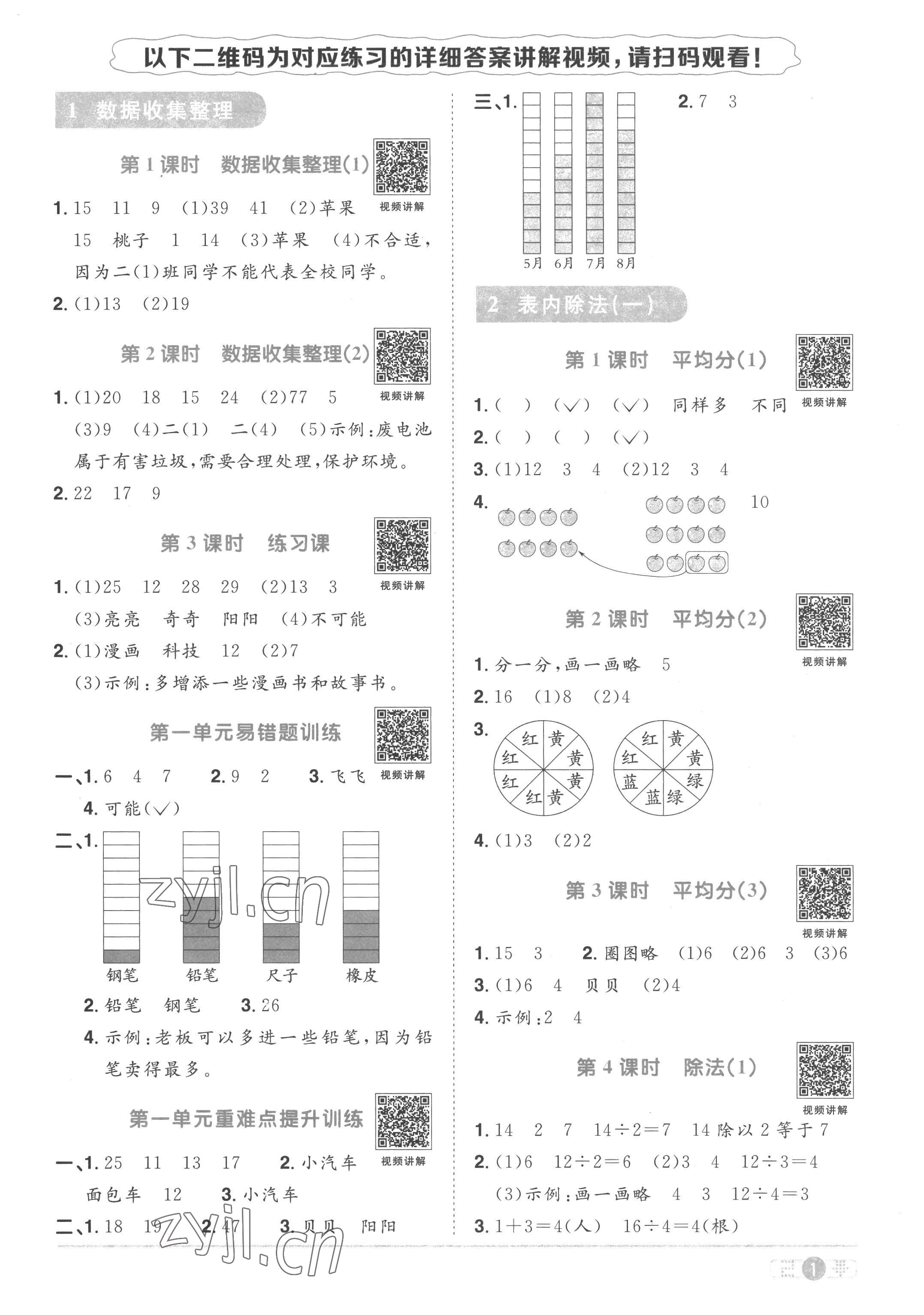 2023年陽光同學課時優(yōu)化作業(yè)二年級數(shù)學下冊人教版菏澤專版 第1頁