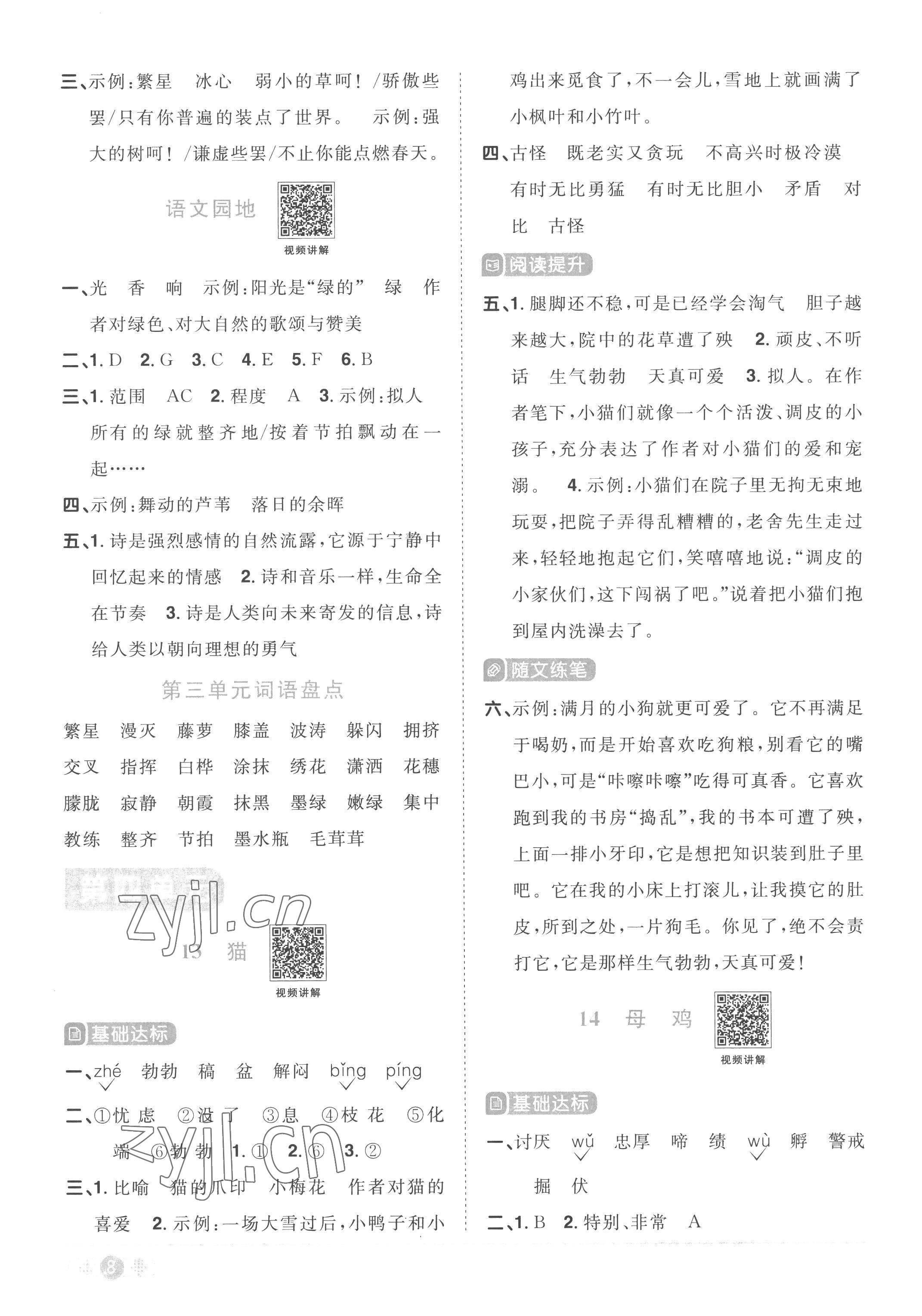 2023年阳光同学课时优化作业四年级语文下册人教版菏泽专版 第8页