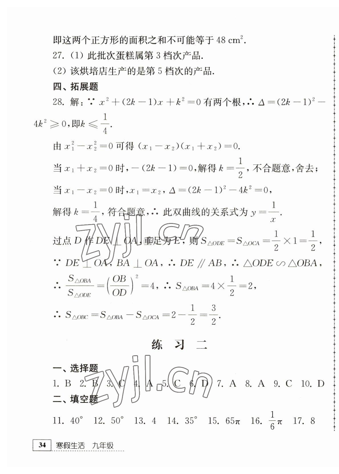 2023年寒假生活九年級(jí)數(shù)學(xué)江蘇人民出版社 第3頁(yè)