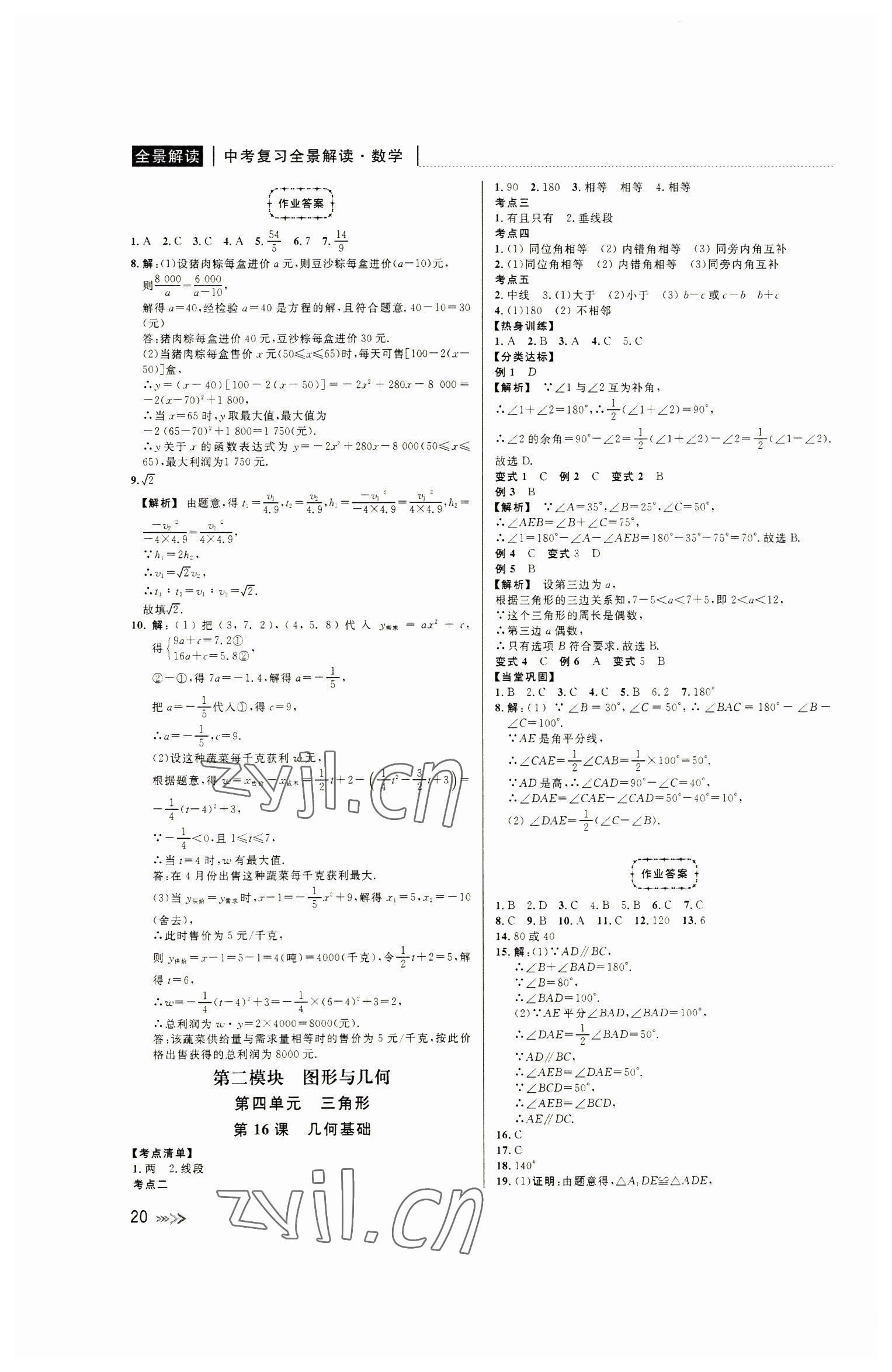 2023年中考复习全景解读数学浙教版 第20页