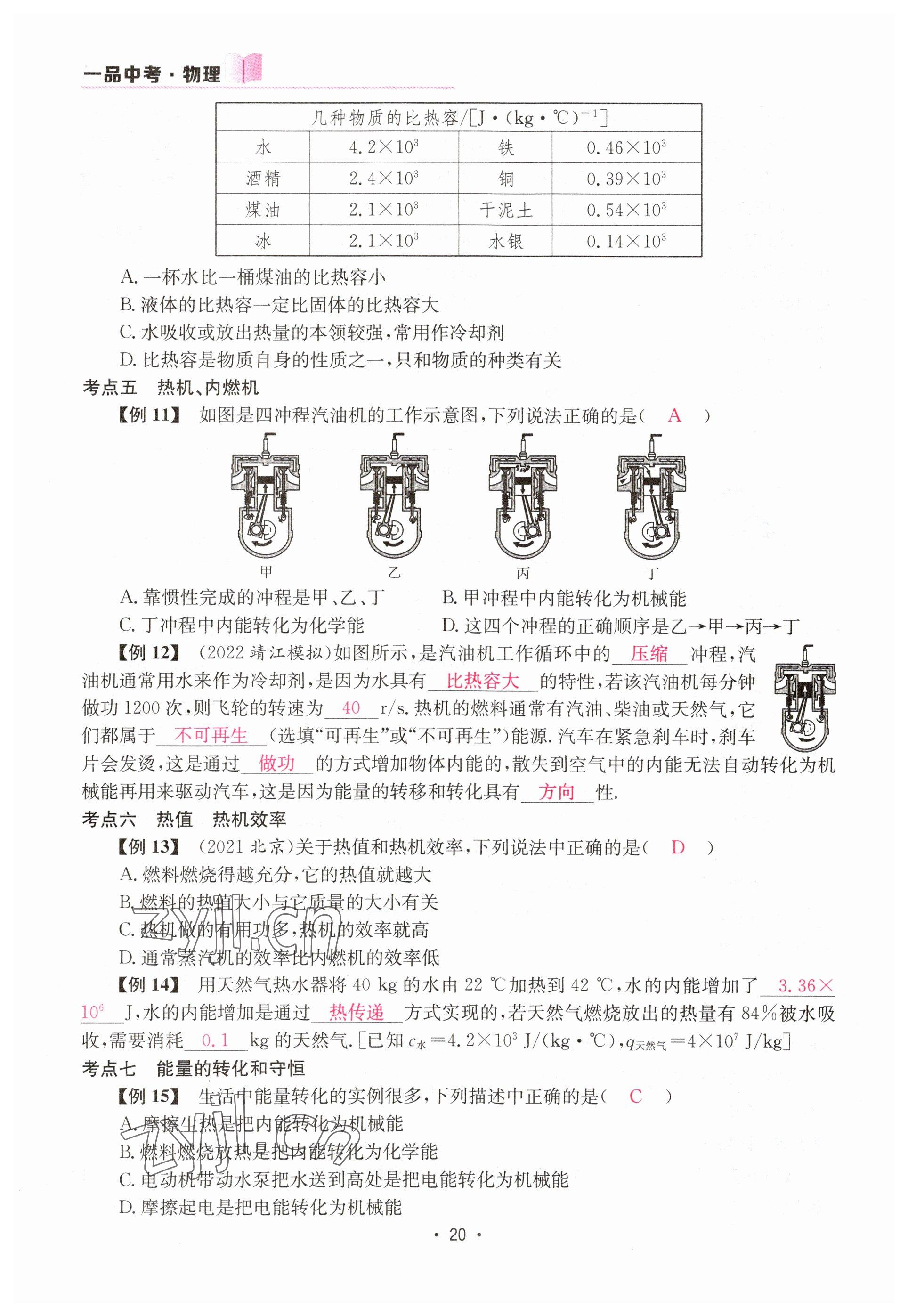 2023年一品中考物理 參考答案第20頁(yè)